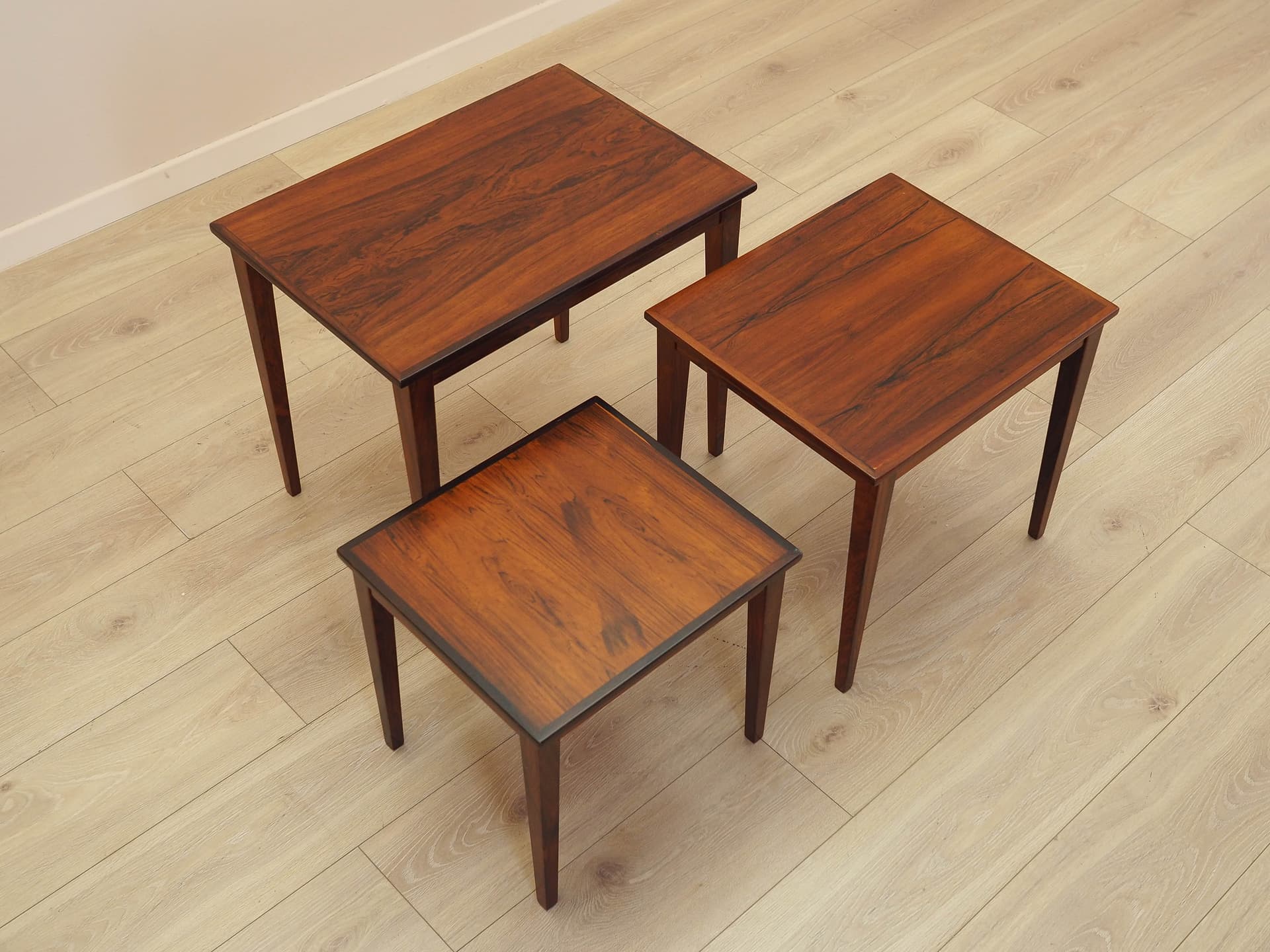 Set of Three Side Tables, brown rosewood, Denmark, 1960s. - 309145