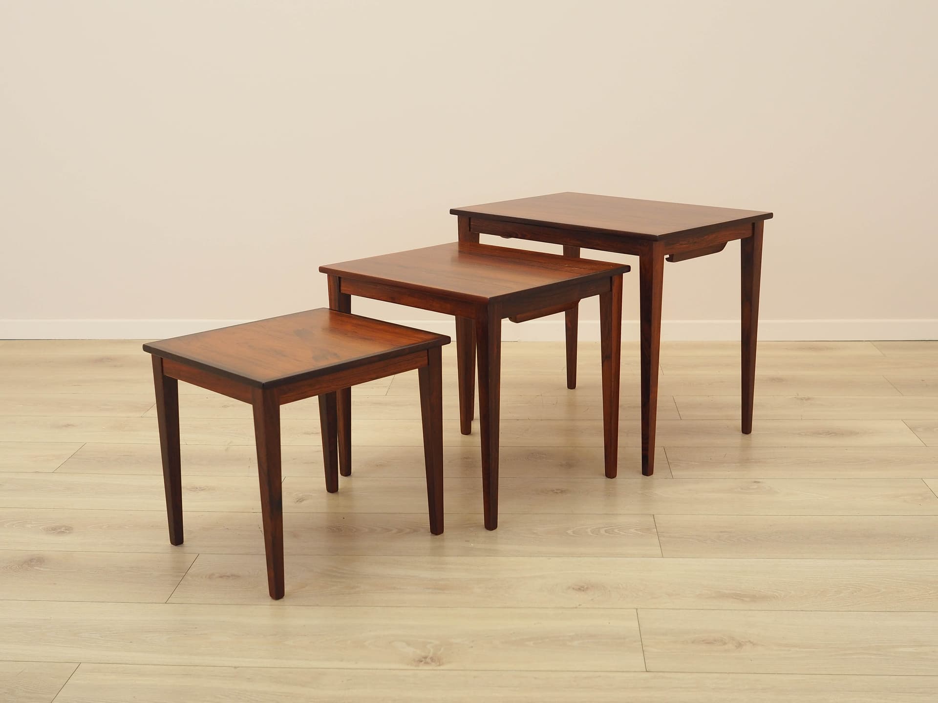 Set of Three Side Tables, brown rosewood, Denmark, 1960s. - 309138