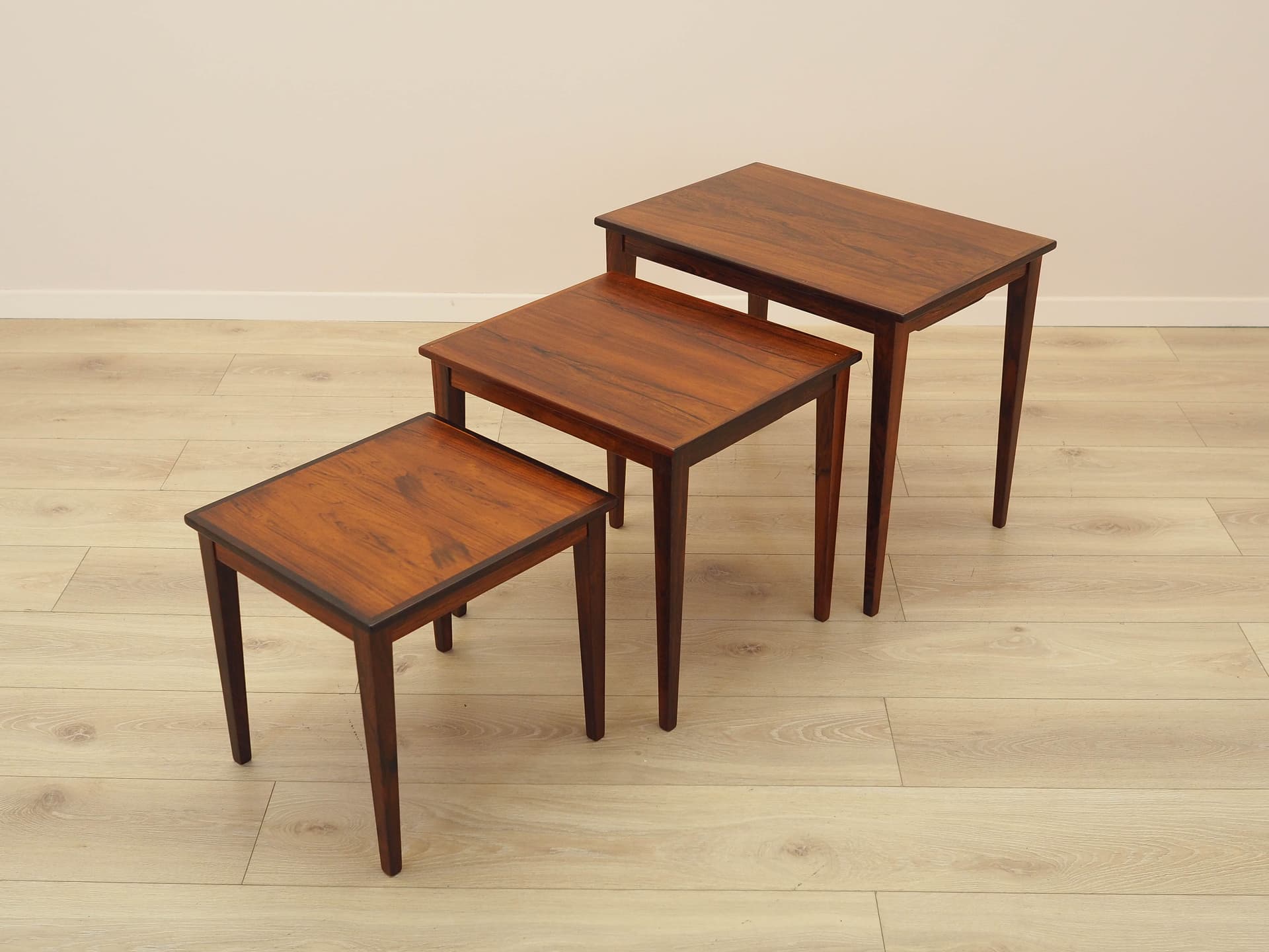 Set of Three Side Tables, brown rosewood, Denmark, 1960s. - 309139