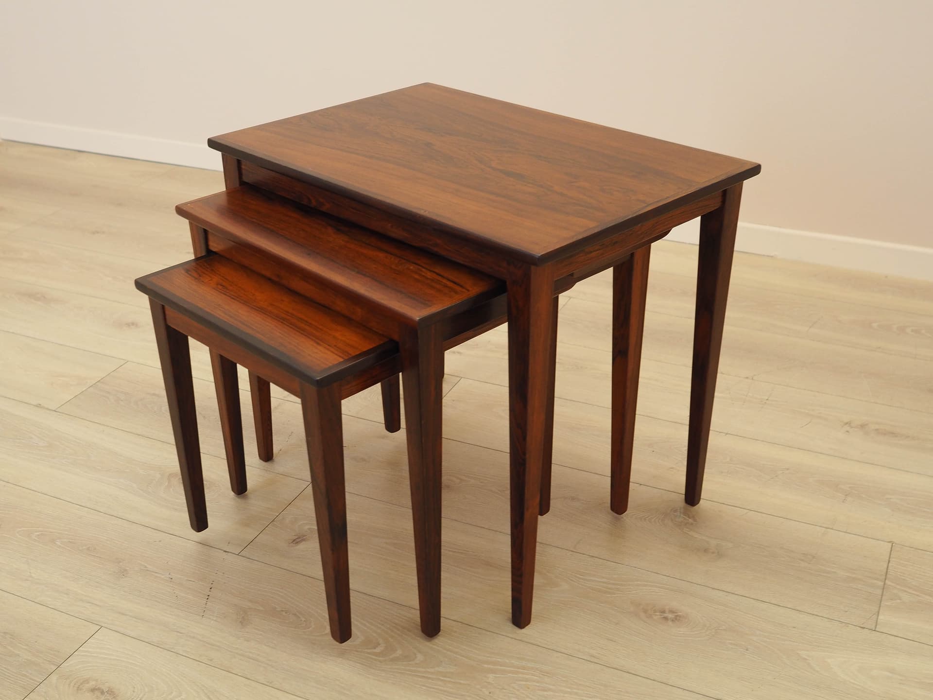 Set of Three Side Tables, brown rosewood, Denmark, 1960s. - 309141