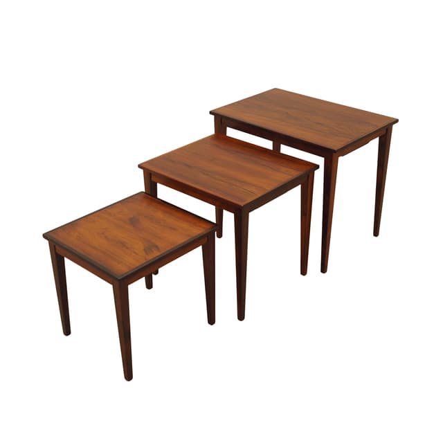 Set of Three Side Tables, brown rosewood, Denmark, 1960s. - DIMENSION