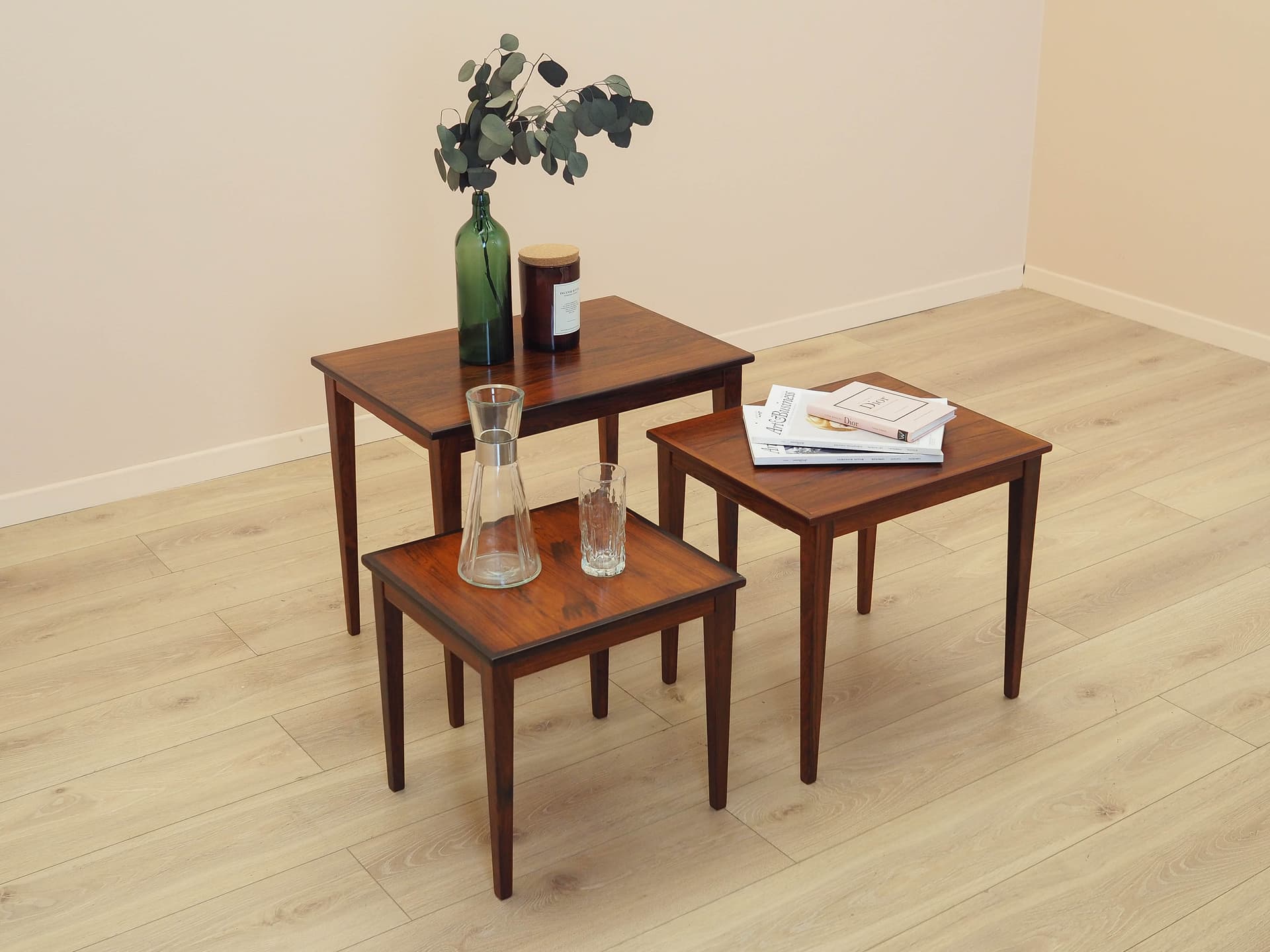 Set of Three Side Tables, brown rosewood, Denmark, 1960s. - 309143