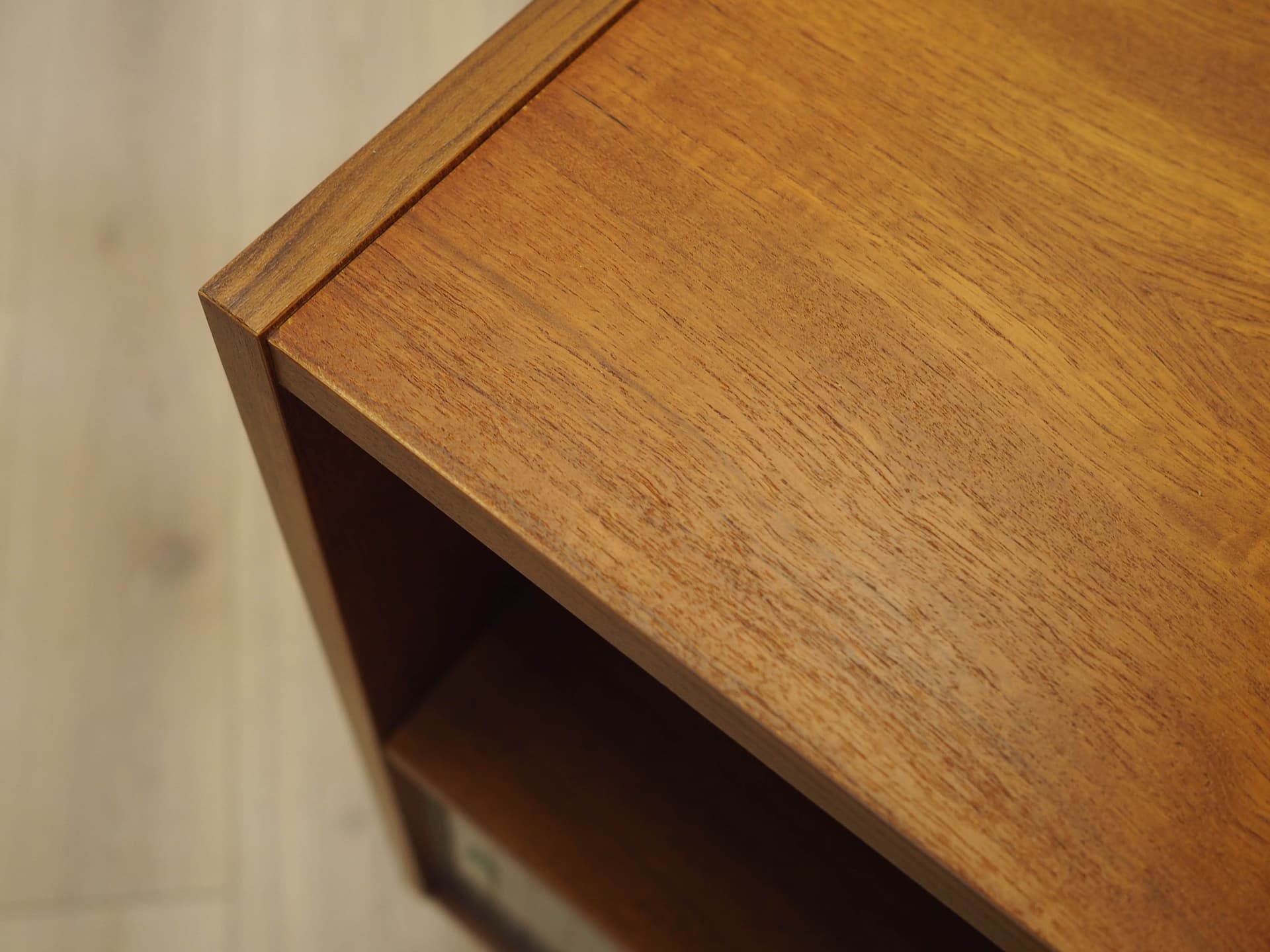 Bookcase, brown teak, black wood, transparent glass, Denmark, 1970s. - 309162