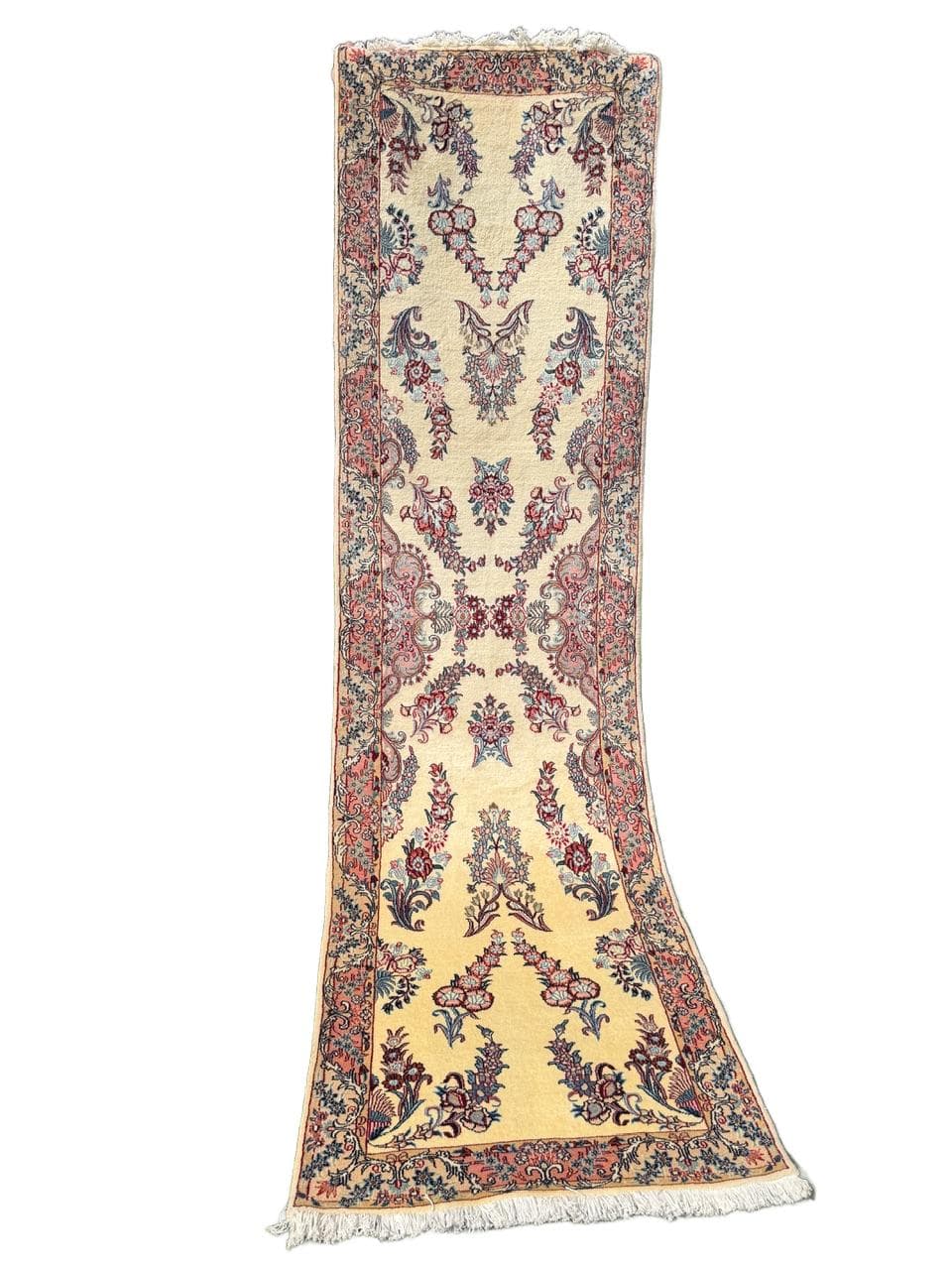 Runner Qom, 315x87 cm, cream cashmere wool, Iran