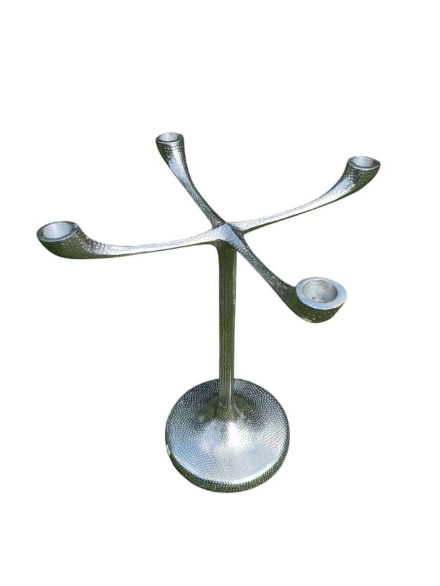 Brutalist candlestick, silver, silvered aluminum, Lambert, Germany, 1970s - DIMENSION