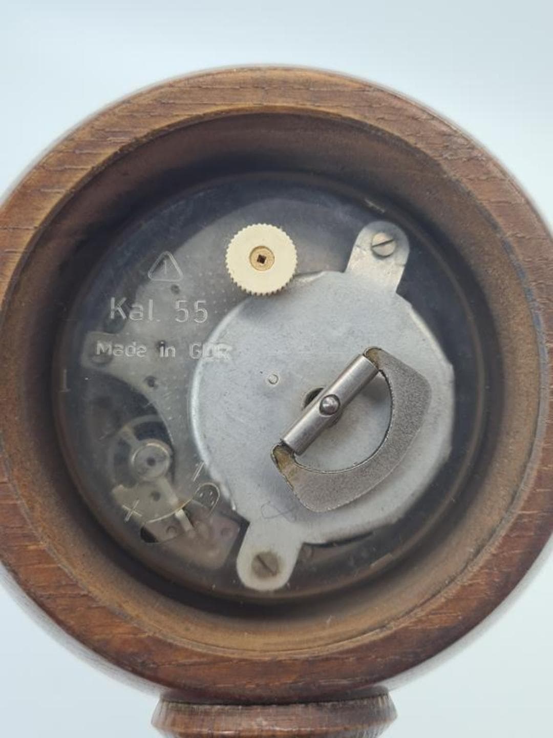 Table Clock, brown, wood brass, East Germany, 1960s - 309741