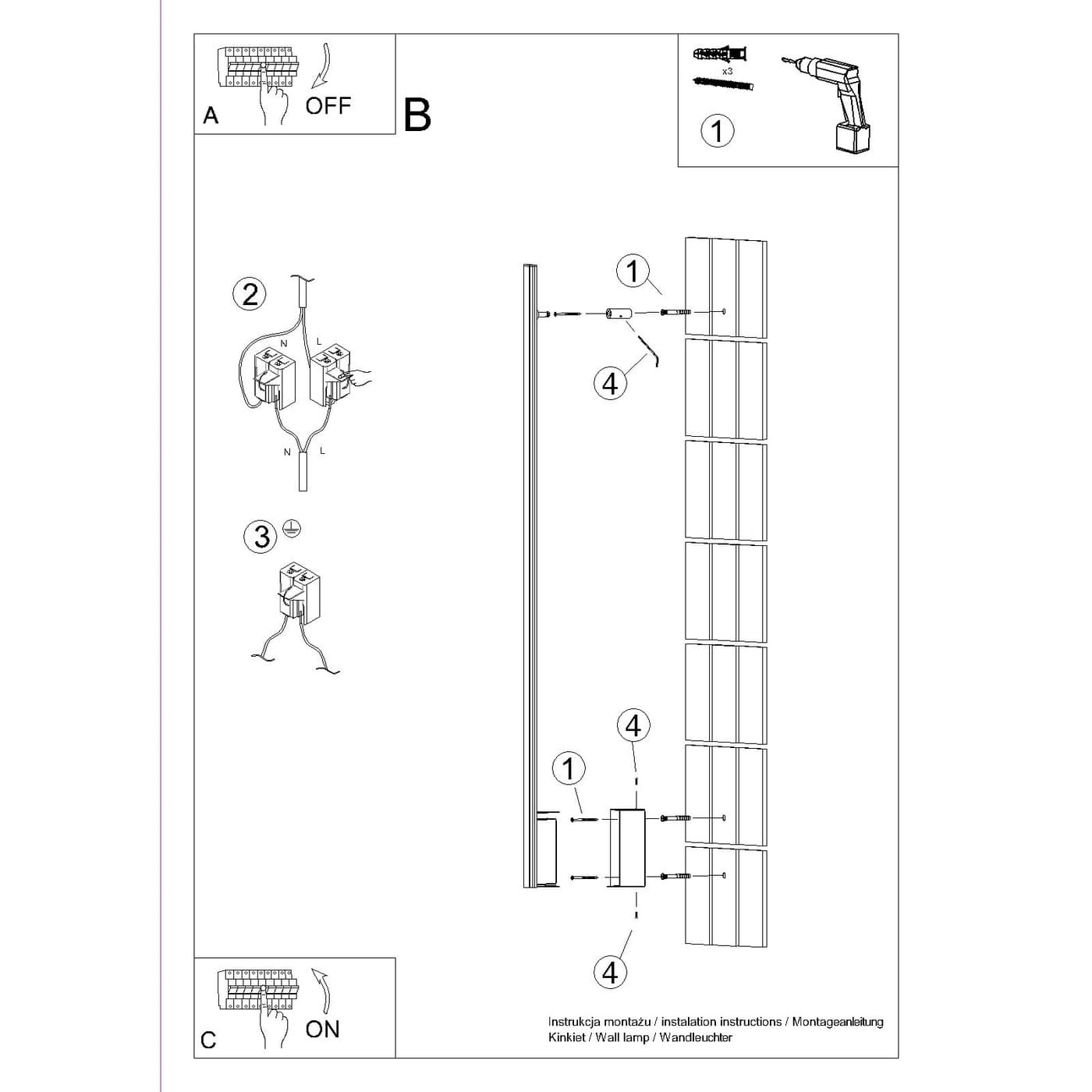 Kinkiet LAGOM 150 cm, czarny, Thoro - 309827