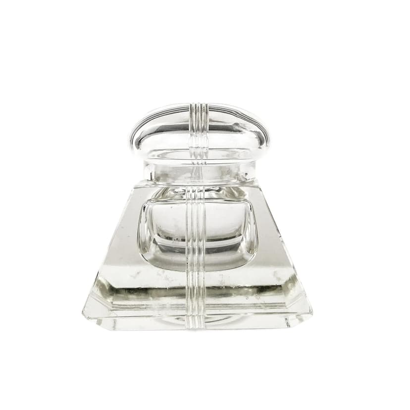 Kałamarz geometryczna secesja, kryształ transparentny, Polska, początek XX w.