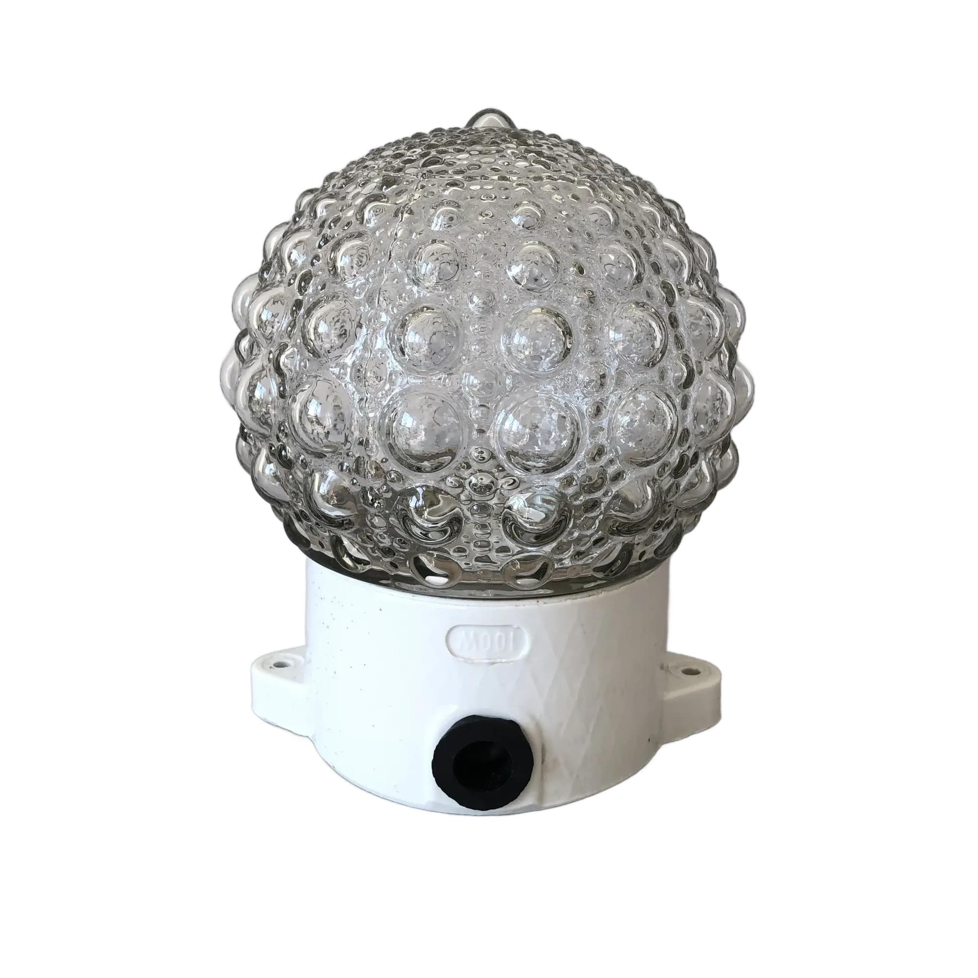 Szklany, industrialny kinkiet bubble, Niemcy, lata 70.