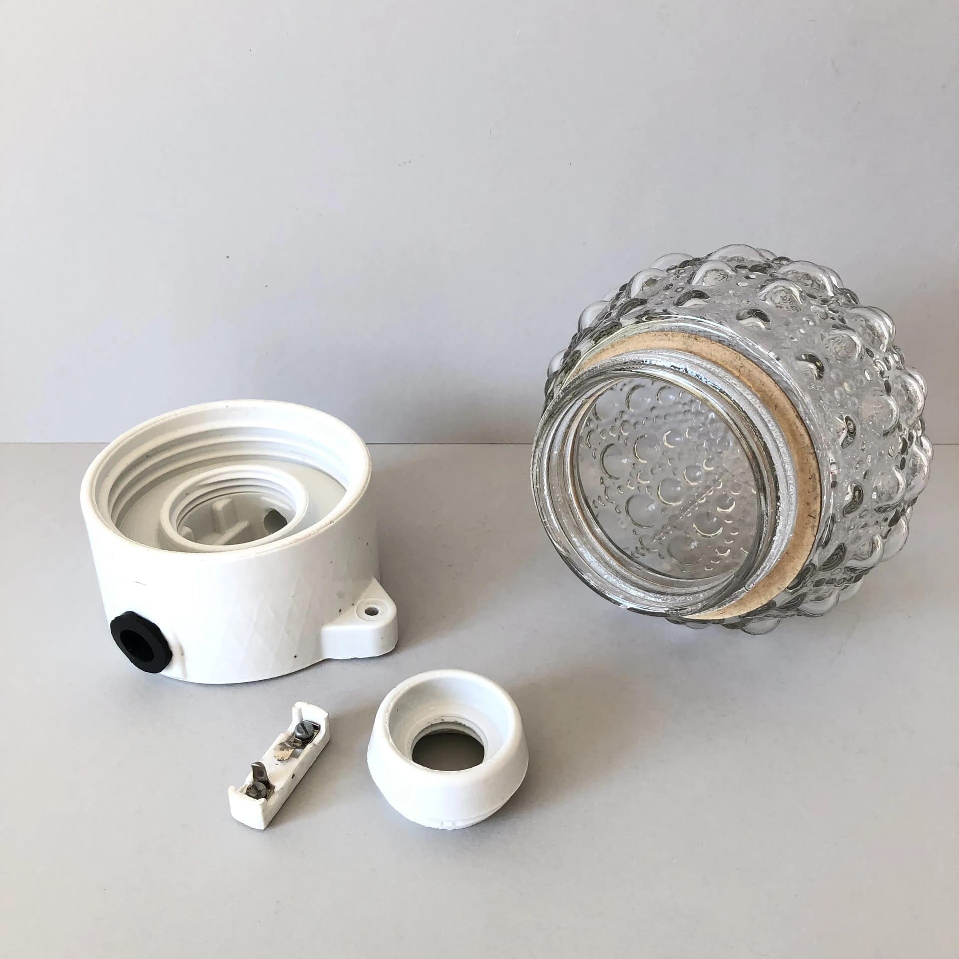 Szklany, industrialny kinkiet bubble, Niemcy, lata 70. - 22720