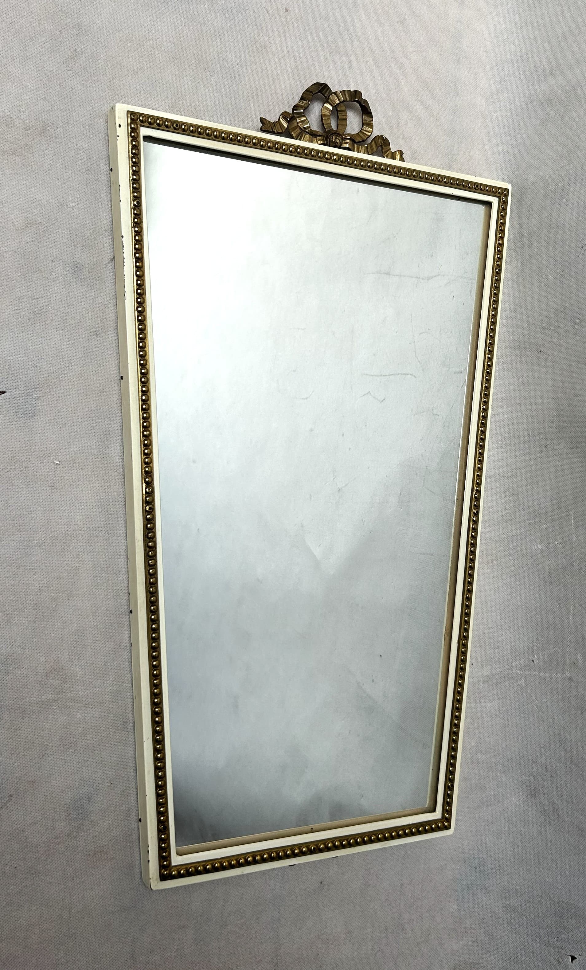 Rectangular mirror, beige metal, gold brass, 1970s. - 310595