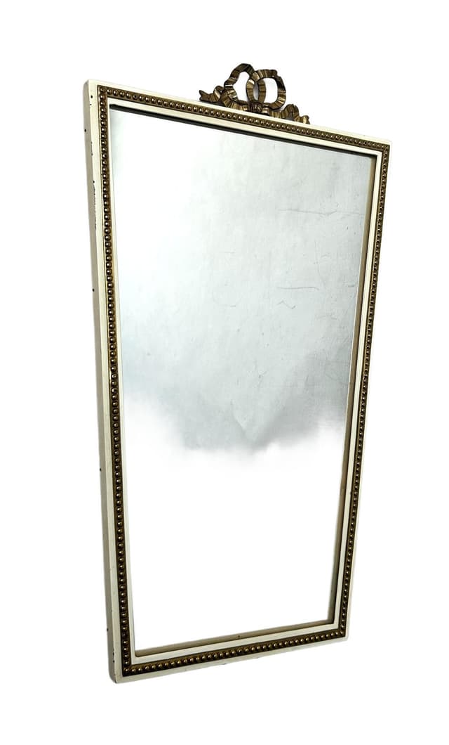 Rectangular mirror, beige metal, gold brass, 1970s. - DIMENSION