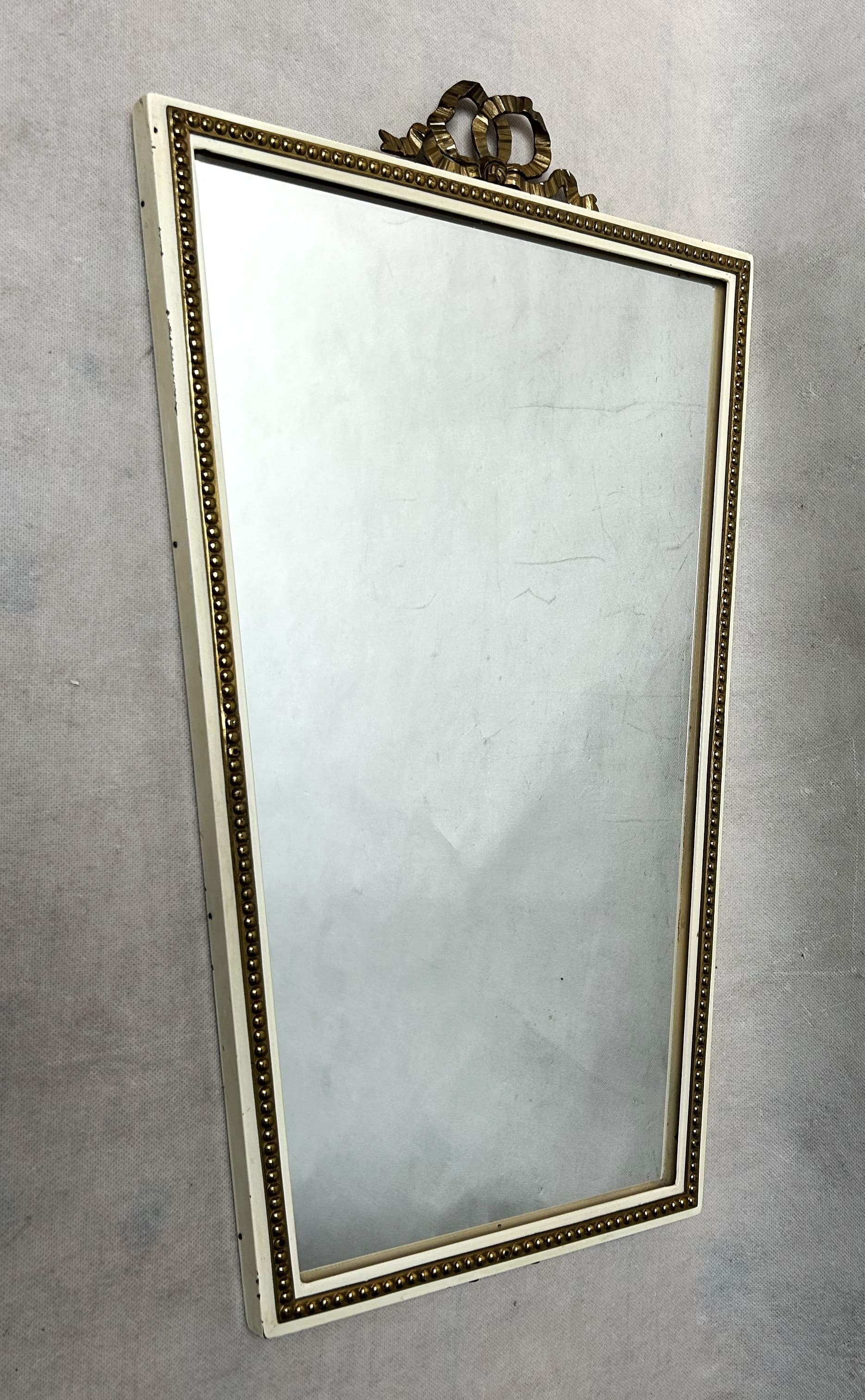 Rectangular mirror, beige metal, gold brass, 1970s. - 310594