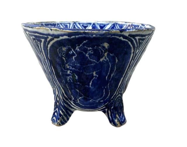 Planter, blue, ceramic, early 20th c. - DIMENSION