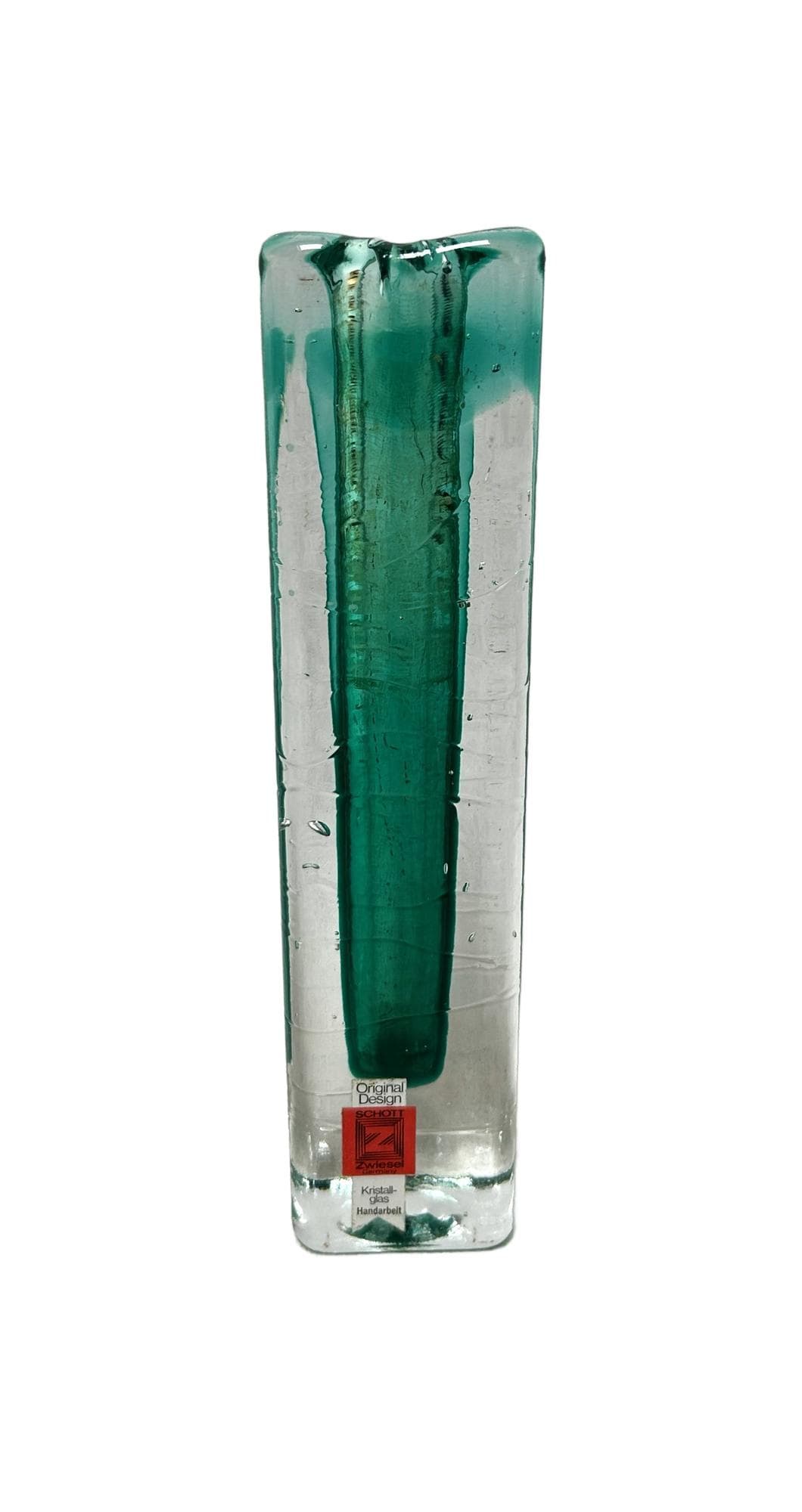 Vase Amazonas, green transparent glass, Schott Zwiesel, Germany, 1970s.