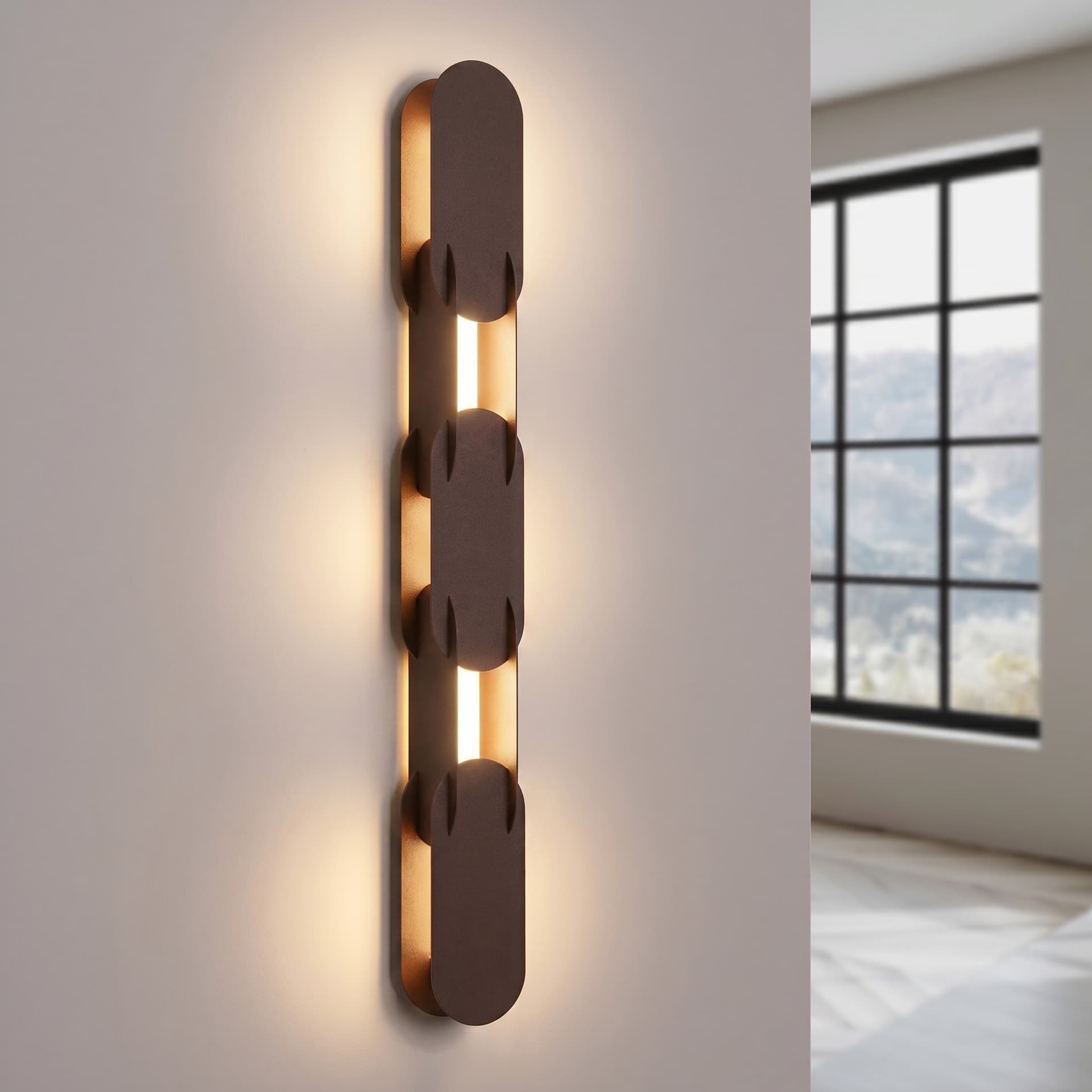 Wall lamp CHAIN 91 cm, brown, Thoro - 310933