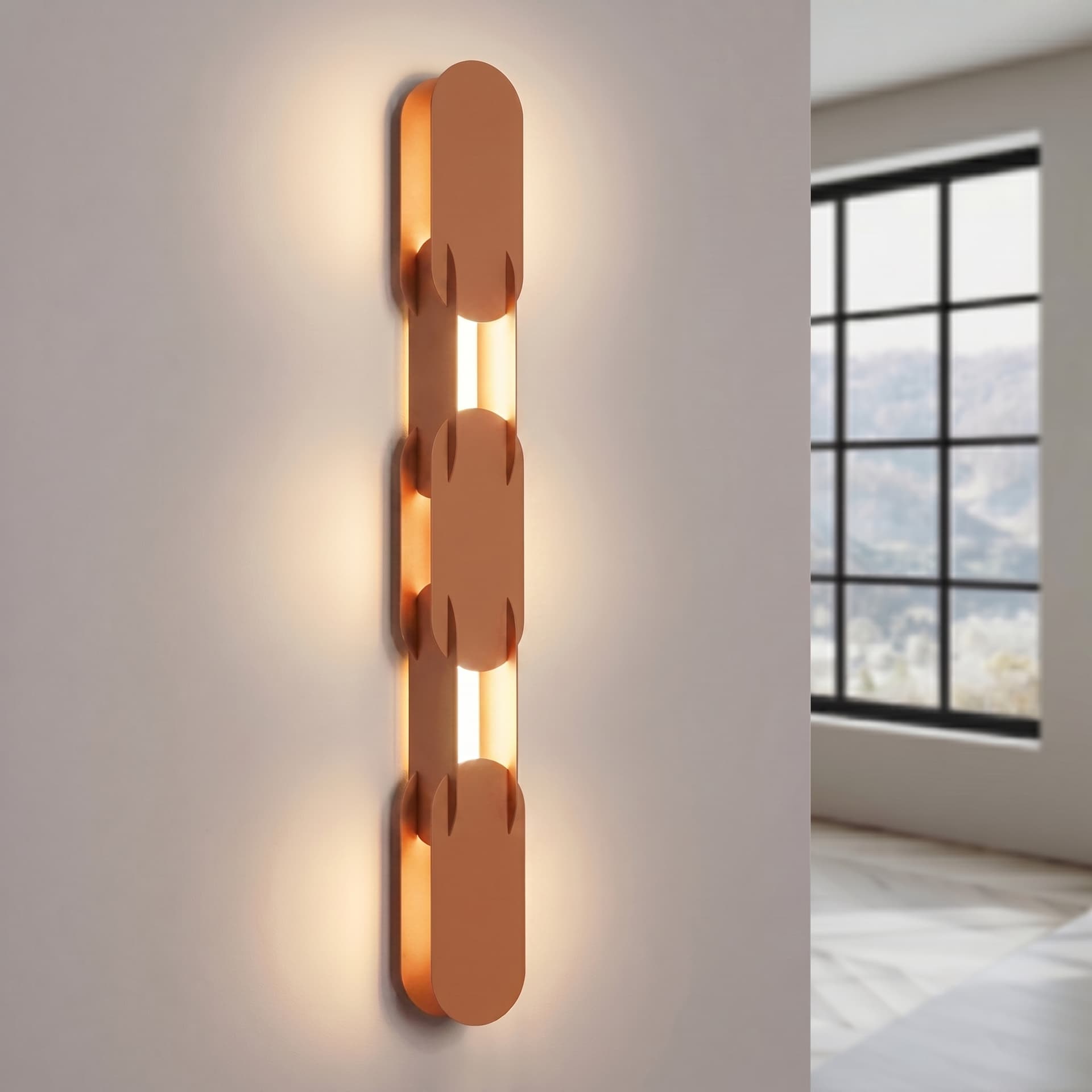 Wall lamp CHAIN 91 cm, ochre red, Thoro - 310869