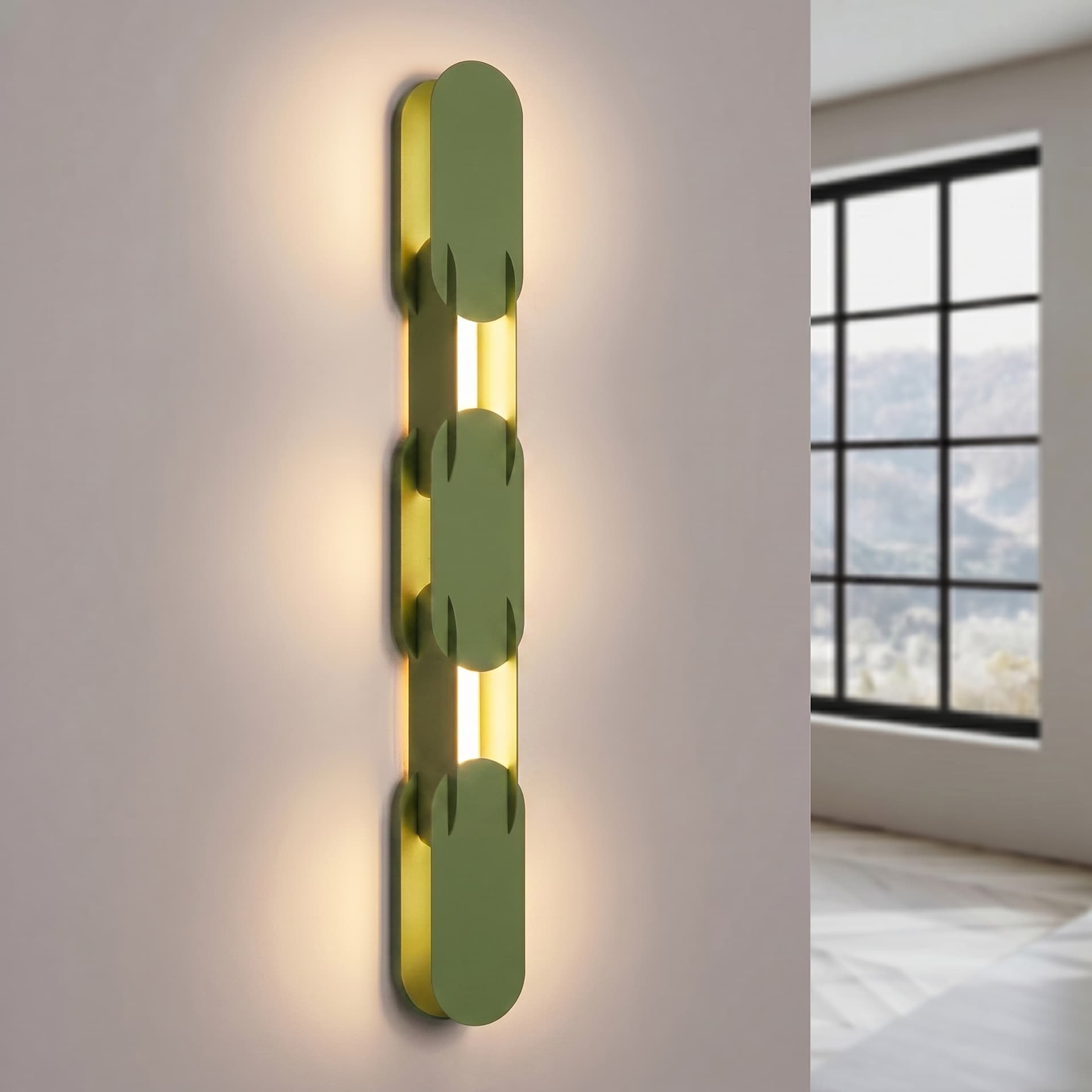 Wall lamp CHAIN 91 cm, olive green, Thoro - 310829