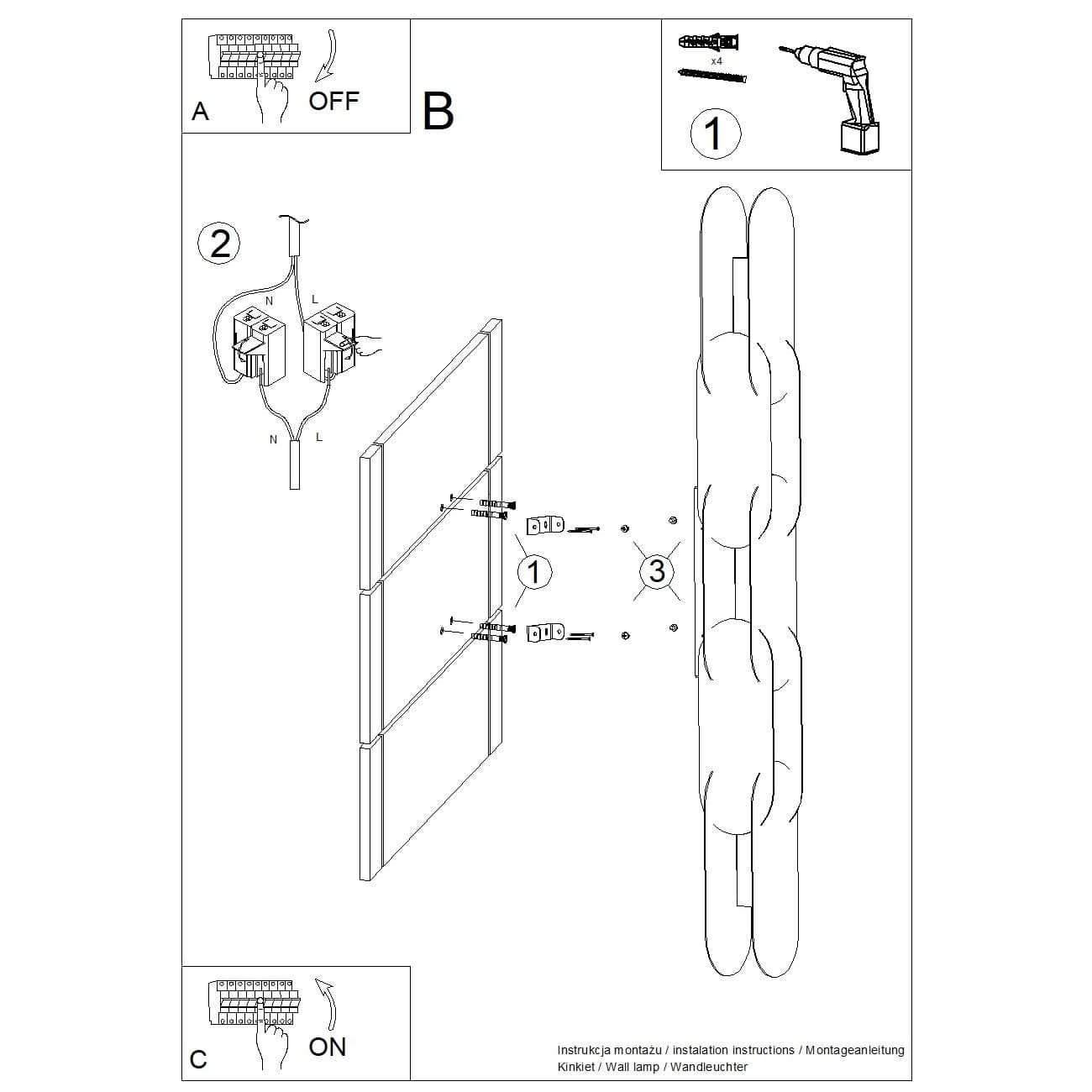 Wall lamp CHAIN 91 cm, olive green, Thoro - 310833