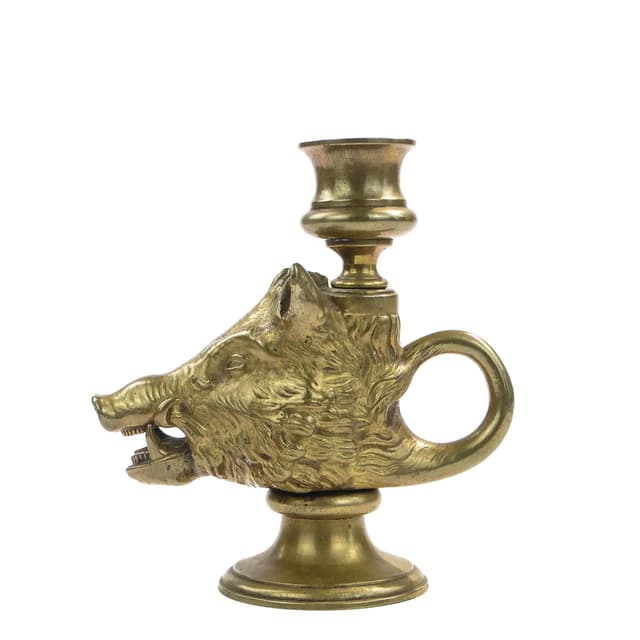 Lichtarz myśliwski, brąz złocony, Francja, początek XX w. - WYMIARY