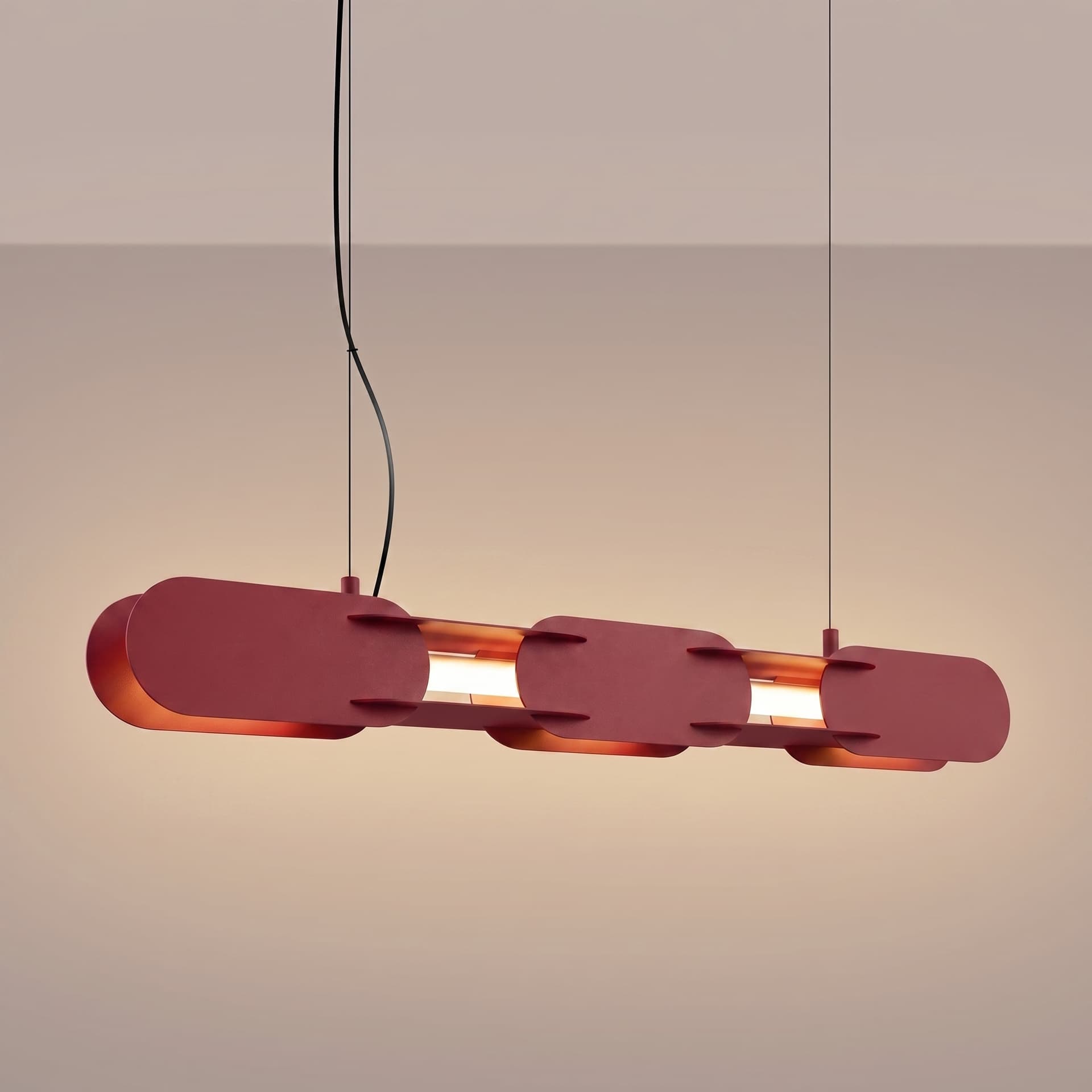 Pendant lamp CHAIN 91 cm, burgundy, Thoro - 310789