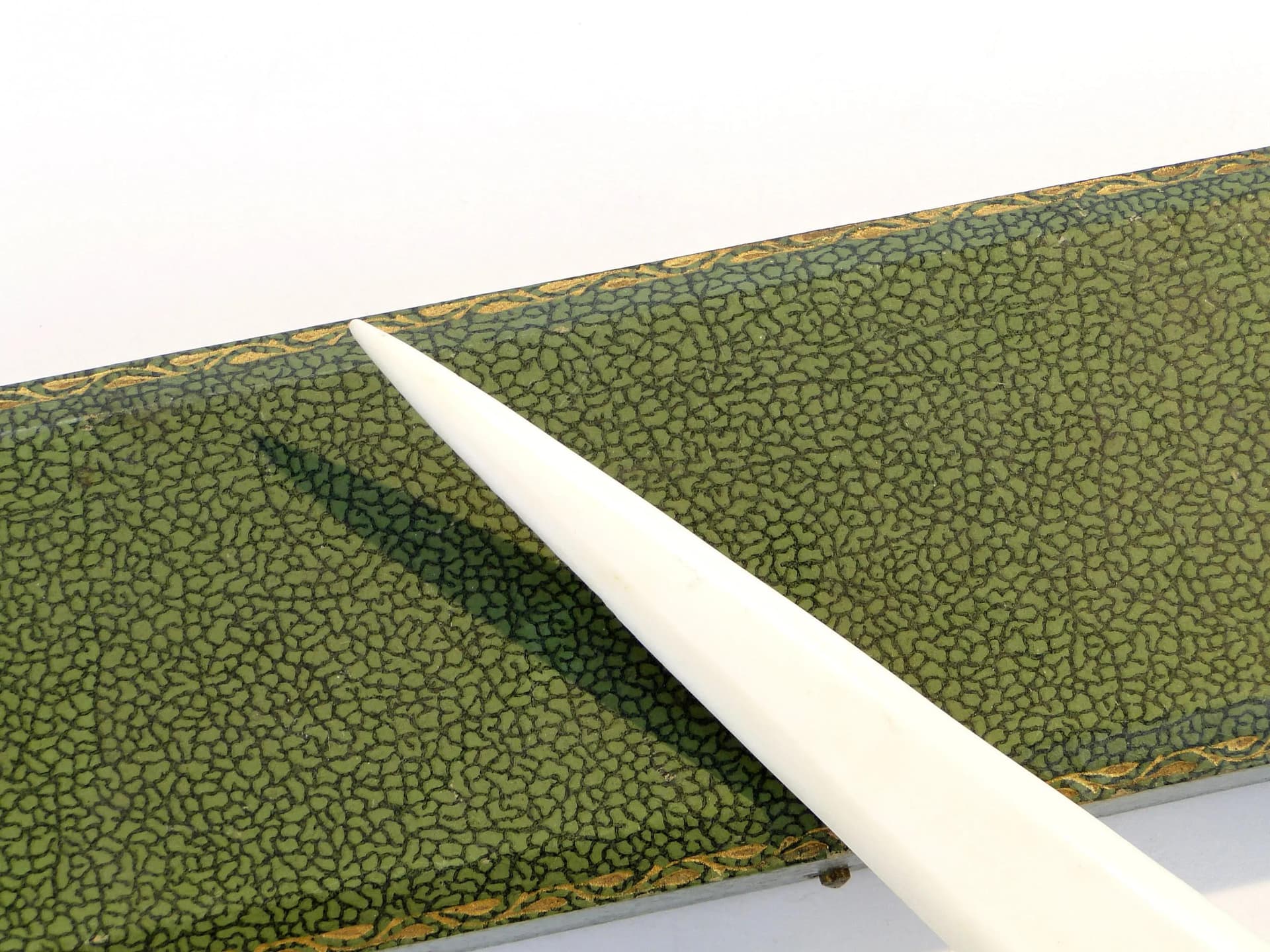 Letter opener, Art Deco, green malachite, ivory, 1920s - 22862