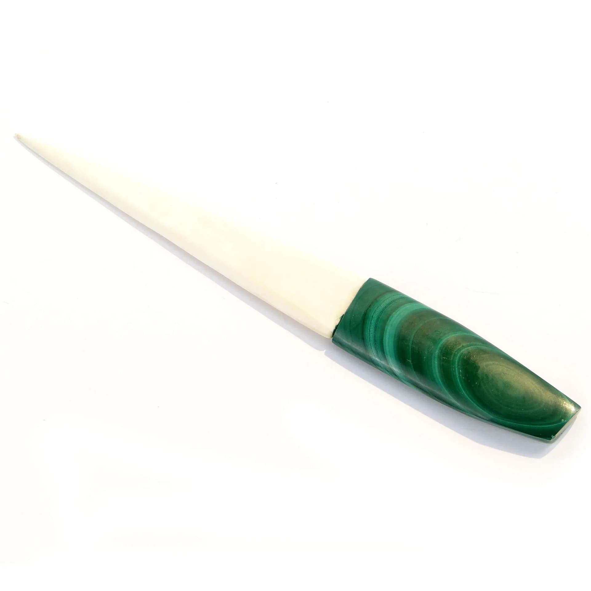 Letter opener, Art Deco, green malachite, ivory, 1920s - 22860