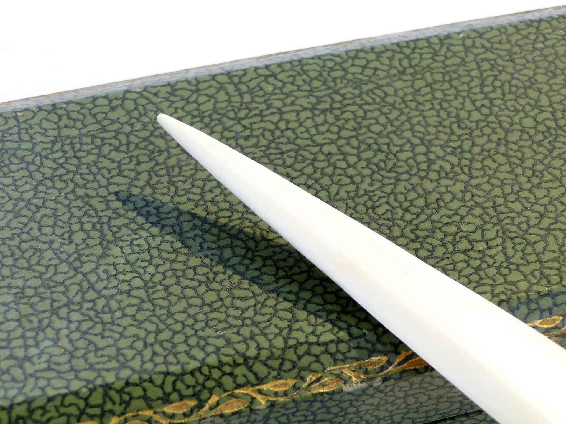 Letter opener, Art Deco, green malachite, ivory, 1920s - 22865