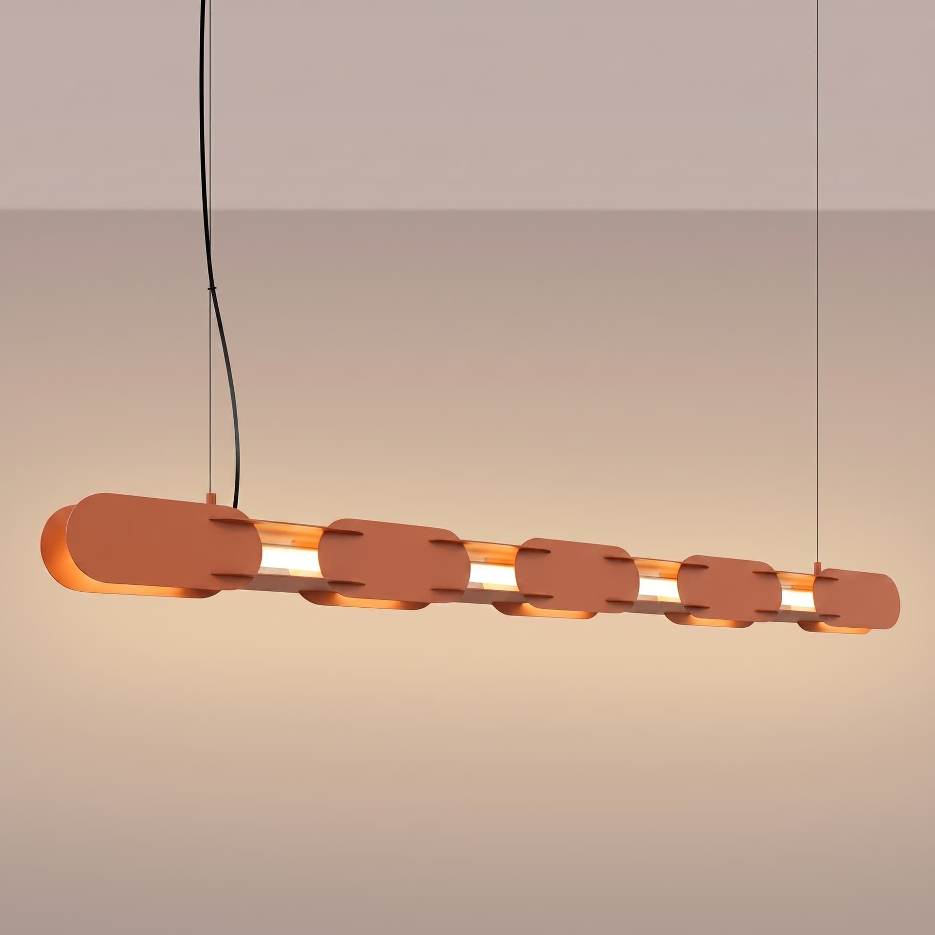 Pendant lamp CHAIN 158 cm, ochre red, Thoro - 312802