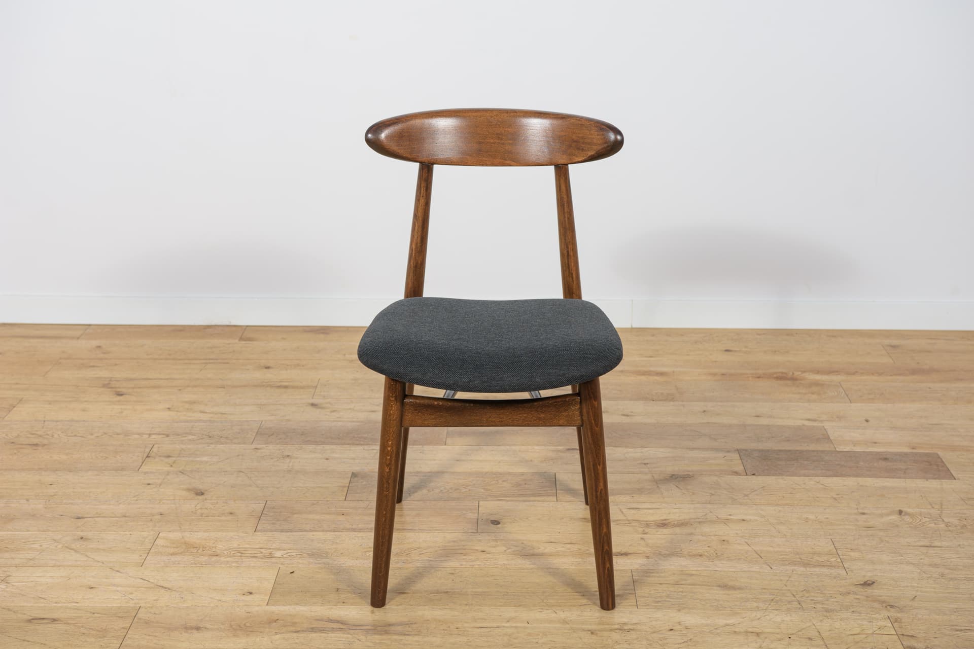 Set of four chairs 5912, brown beech, dark grey fabric, Zamojskie Fabryki Mebli, Poland, 1960s. - 312876
