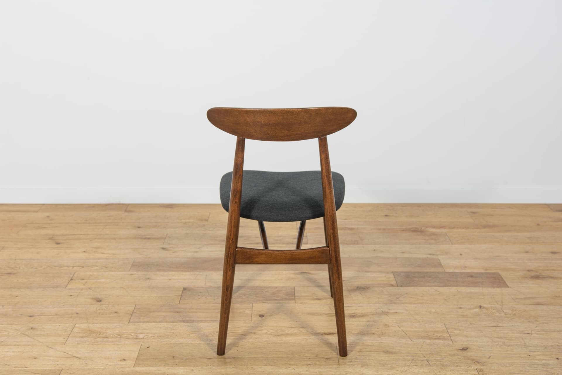 Set of four chairs 5912, brown beech, dark grey fabric, Zamojskie Fabryki Mebli, Poland, 1960s. - 312881