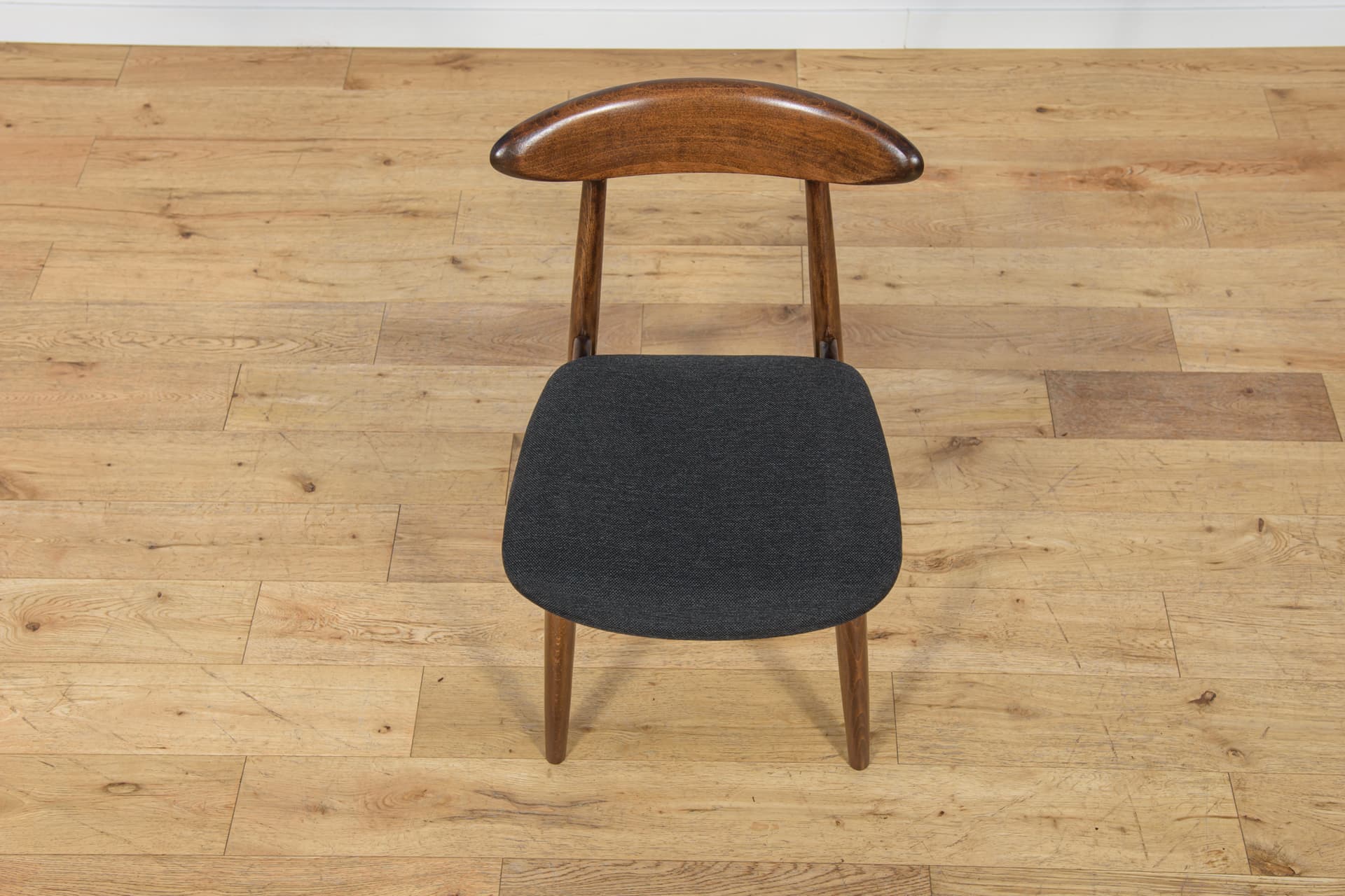 Set of four chairs 5912, brown beech, dark grey fabric, Zamojskie Fabryki Mebli, Poland, 1960s. - 312877