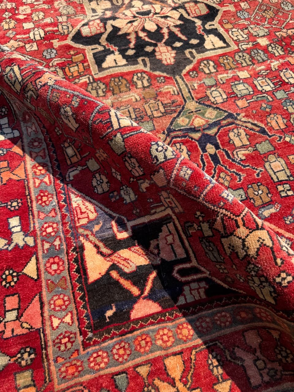 Rug Bidjar 205x135 cm, red, Kashmiri wool, Iran - 312899