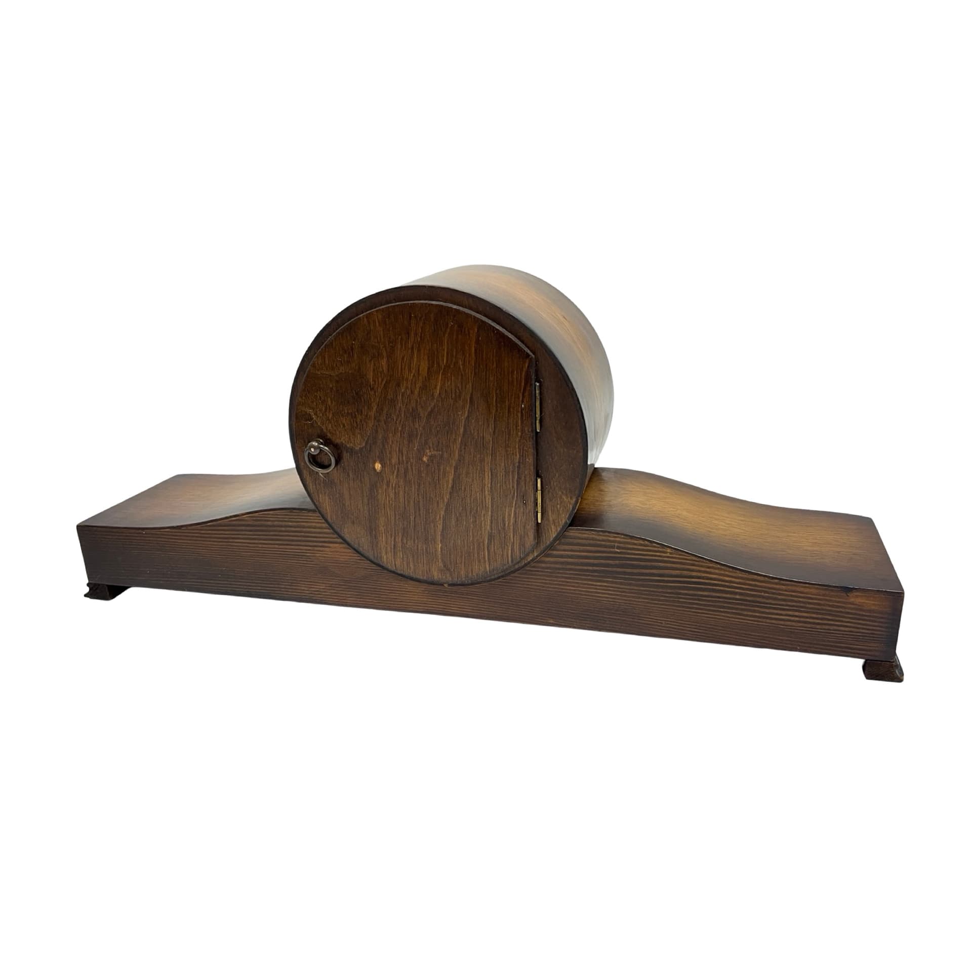 Mantel clock, brown, wood brass glass, Germany, 1950s - 313016