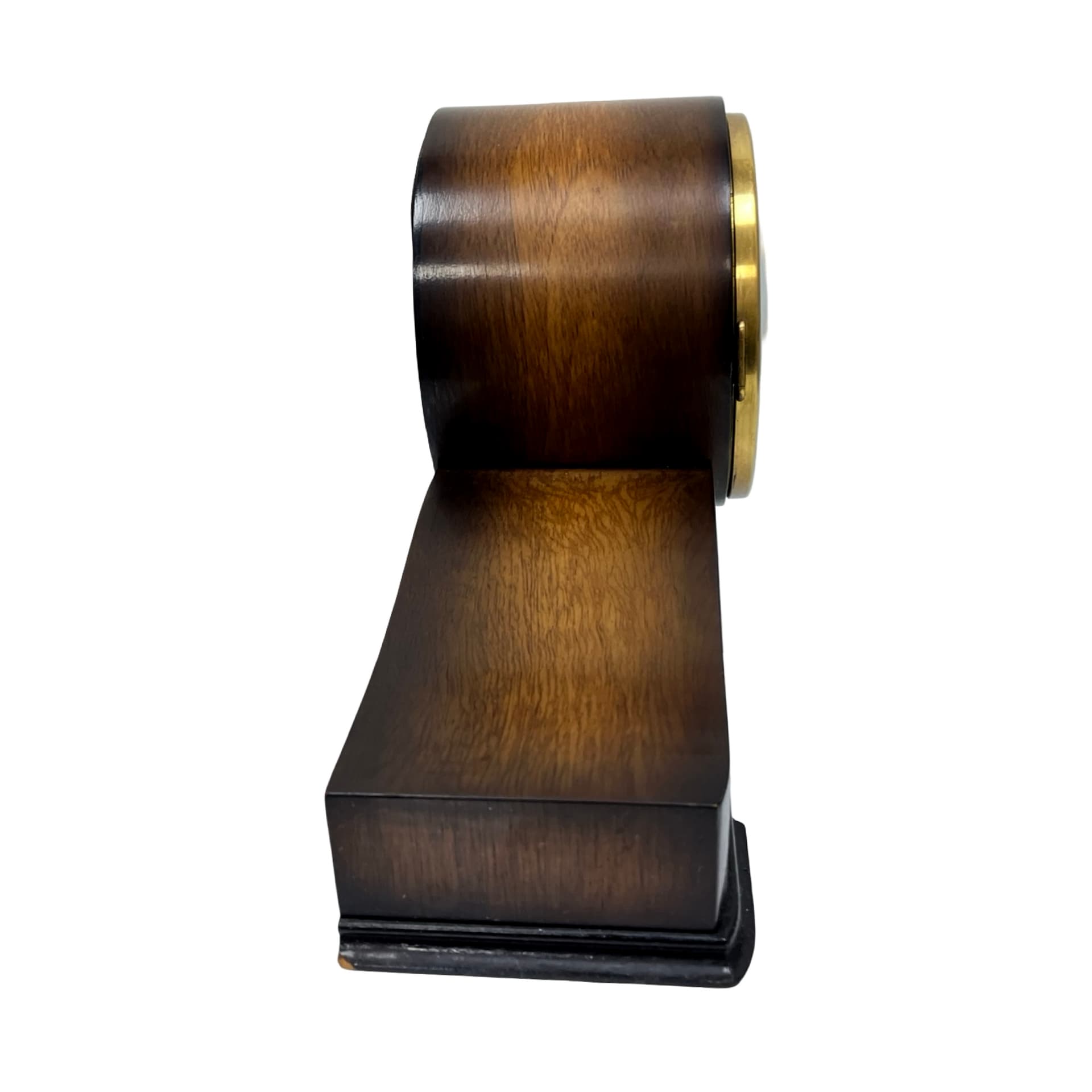 Mantel clock, brown, wood brass glass, Germany, 1950s - 313017