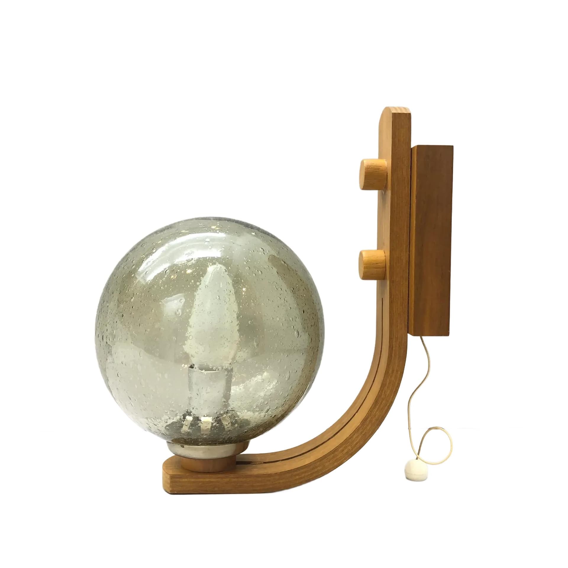 Kinkiet, sklejka jasnobrązowa, szkło przezroczyste, Dania, lata 70.