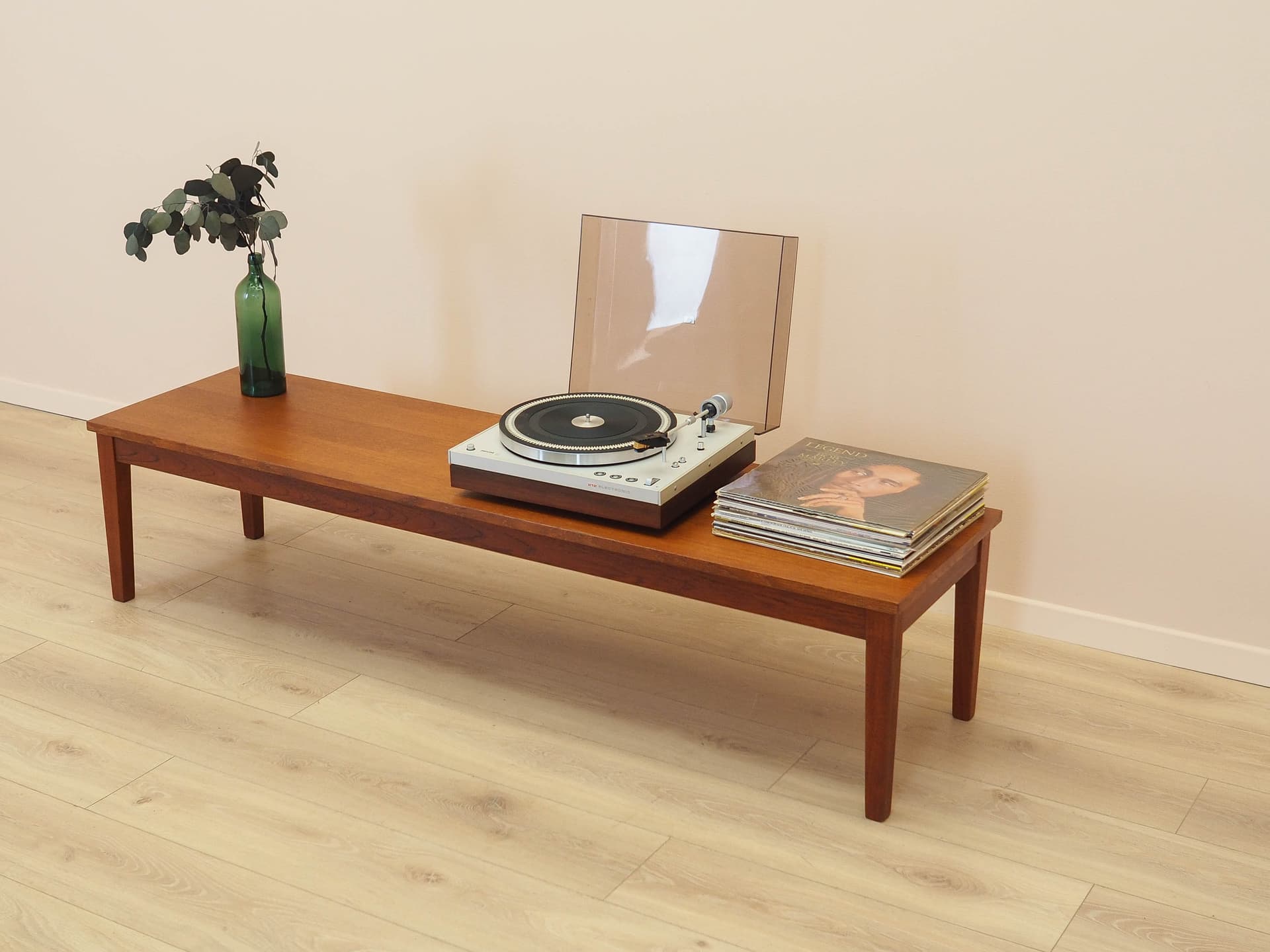 Lowboard, brown oak, teak legs, Denmark, 1970s. - 313045