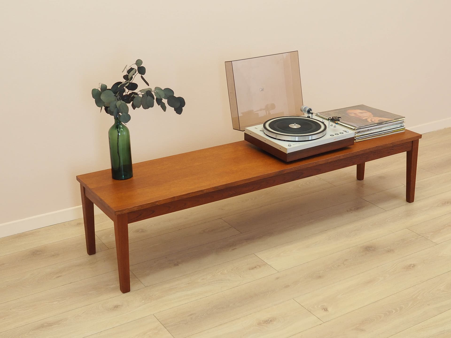 Lowboard, brown oak, teak legs, Denmark, 1970s. - 313044