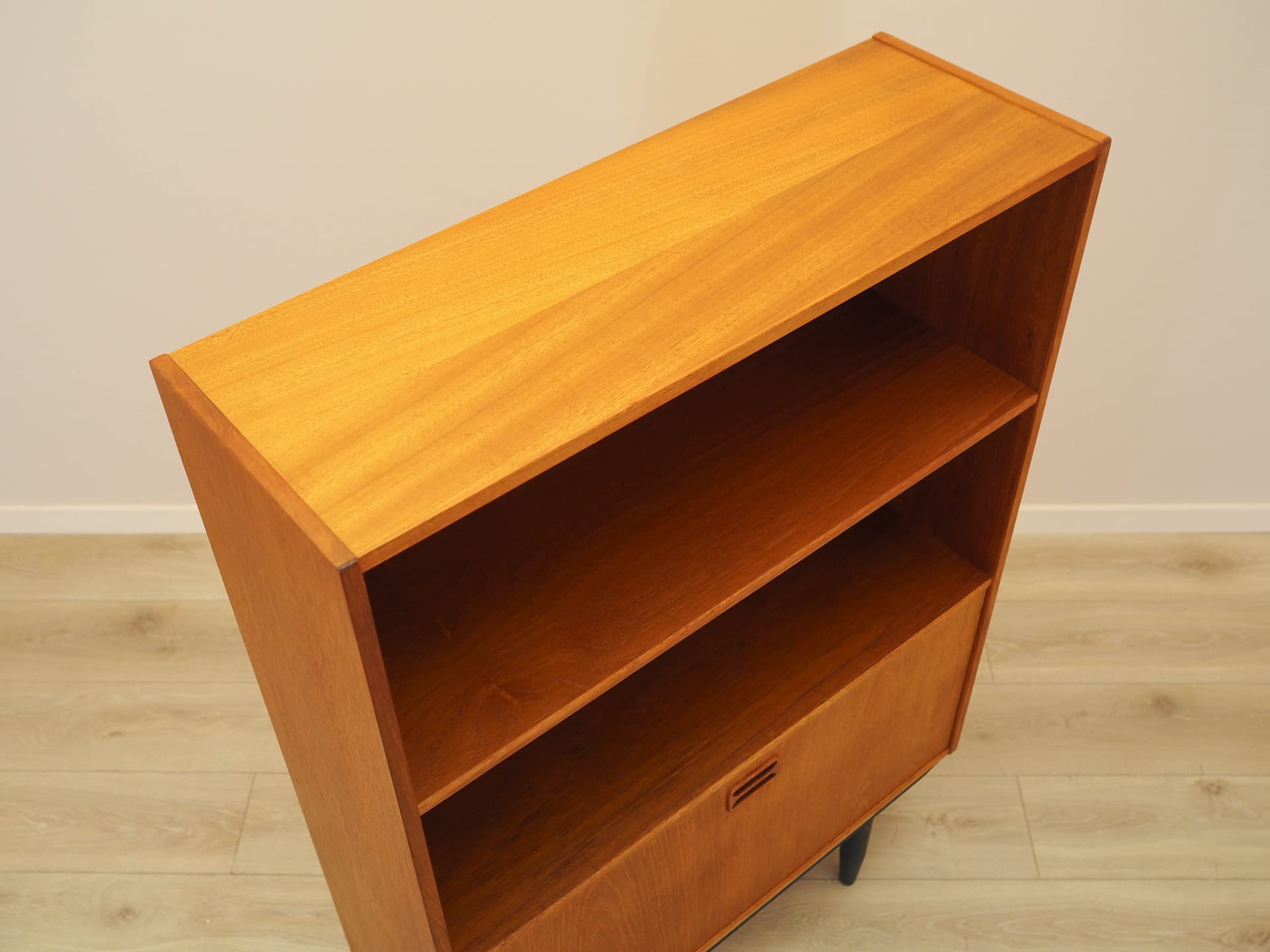 Bookcase, brown teak, black wood, Denmark, 1970s. - 313056