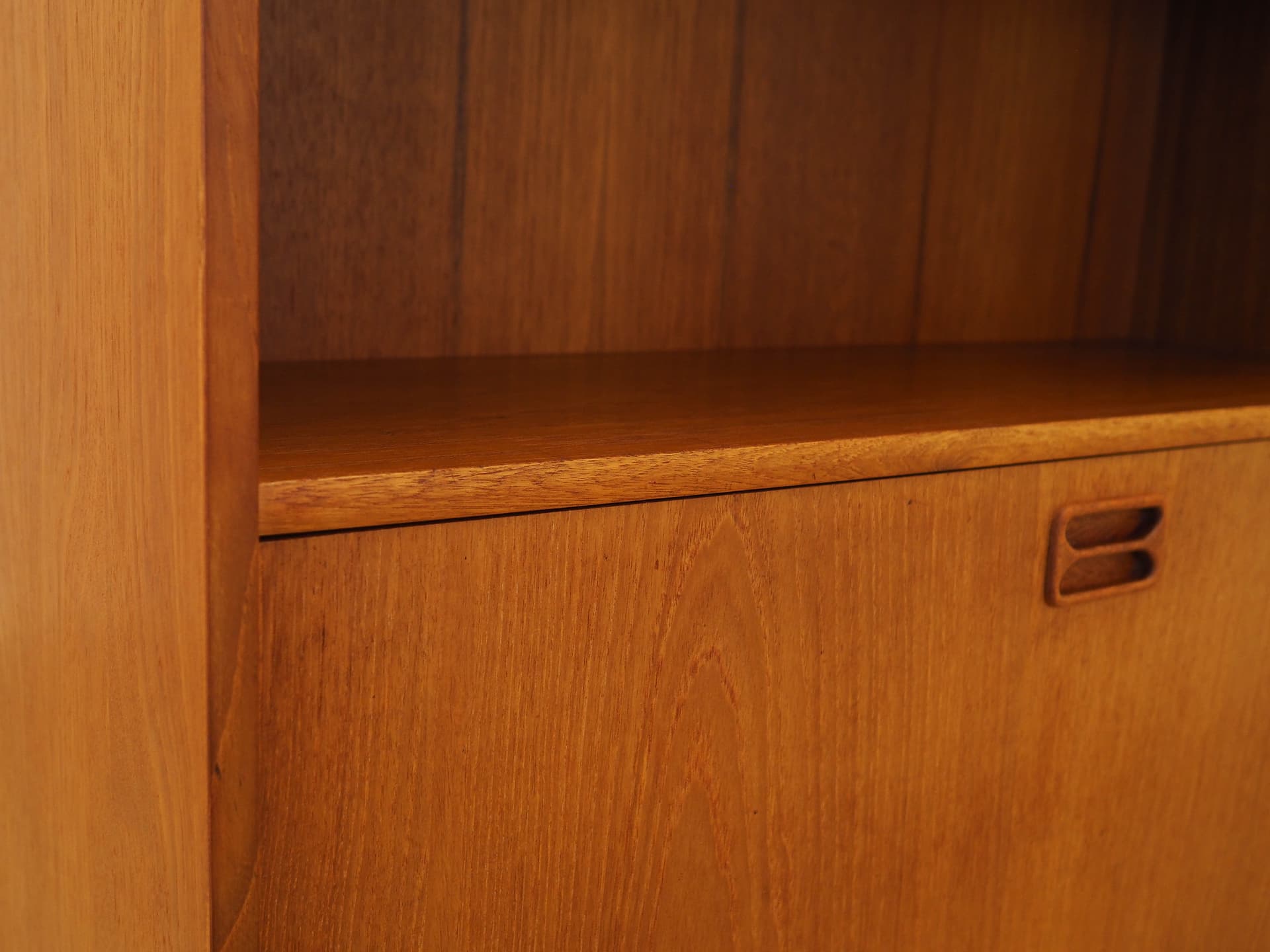 Bookcase, brown teak, black wood, Denmark, 1970s. - 313061