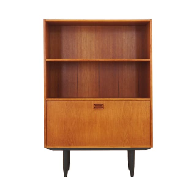 Bookcase, brown teak, black wood, Denmark, 1970s. - DIMENSION