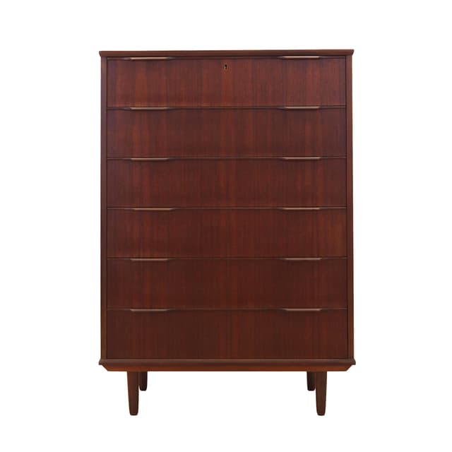 Chest of drawers, brown teak, Denmark, 1970s. - DIMENSION