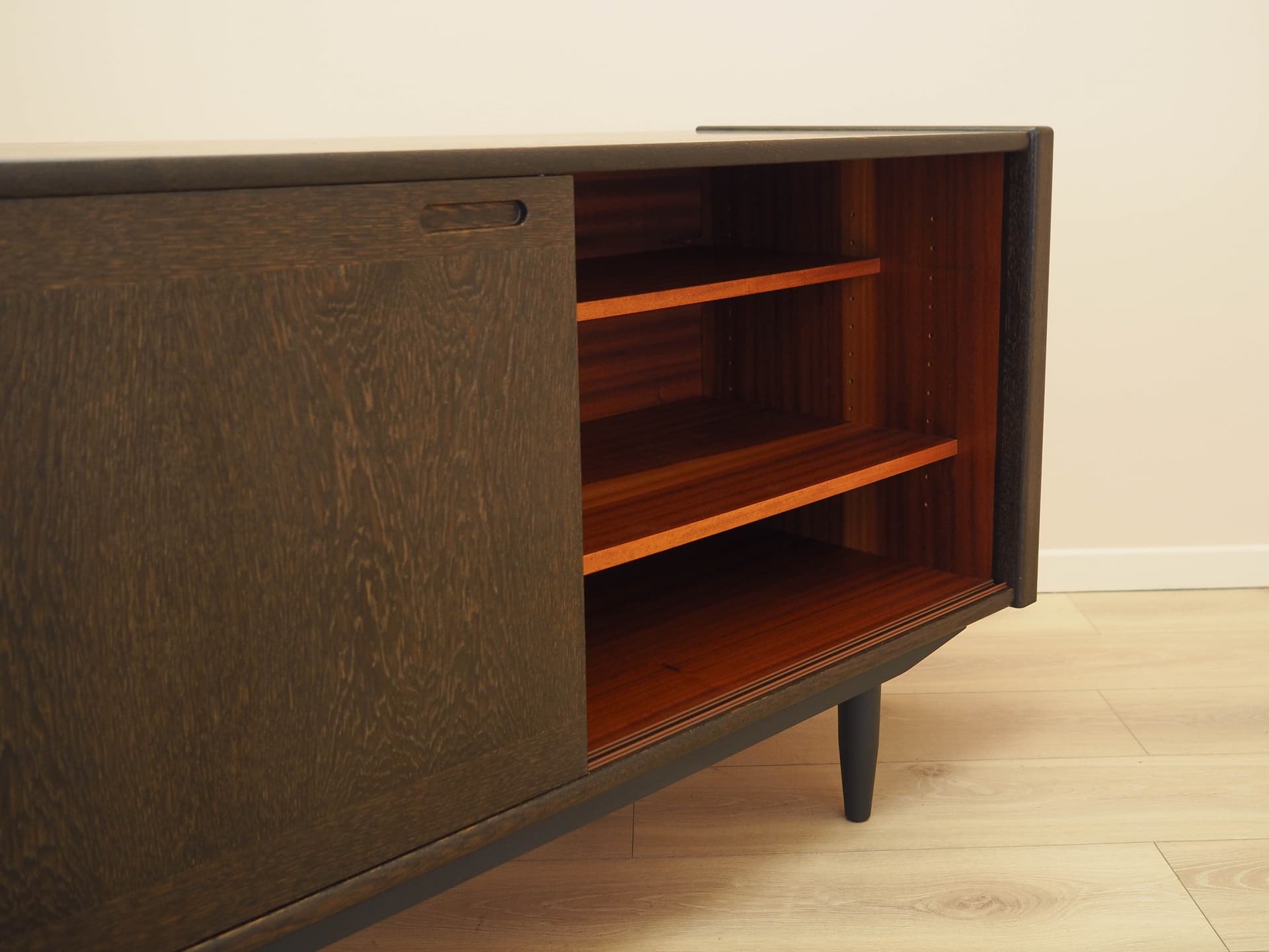 Sideboard, brown oak, black wood, Skovby Møbelfabrik, Denmark, 1970s. - 313090