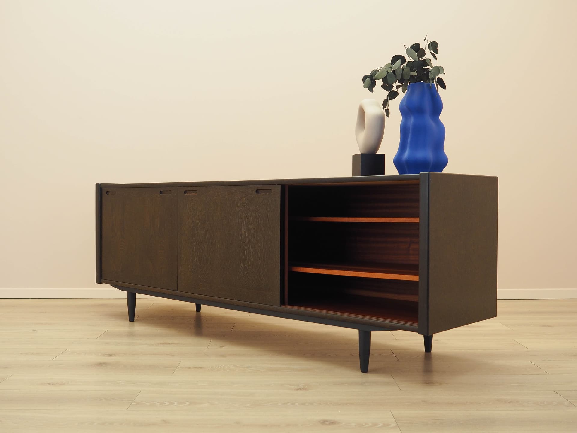 Sideboard, brown oak, black wood, Skovby Møbelfabrik, Denmark, 1970s. - 313080