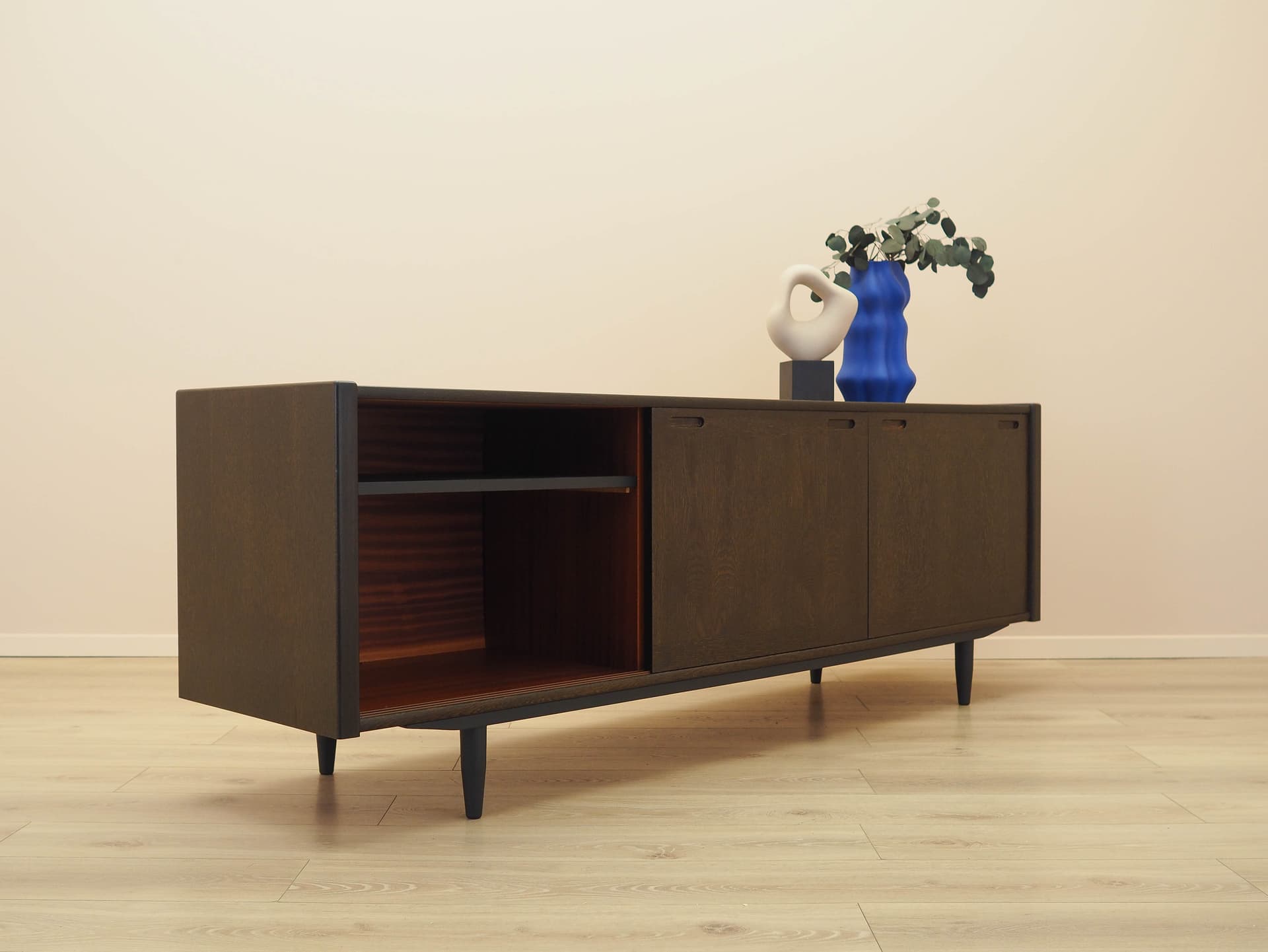 Sideboard, brown oak, black wood, Skovby Møbelfabrik, Denmark, 1970s. - 313081