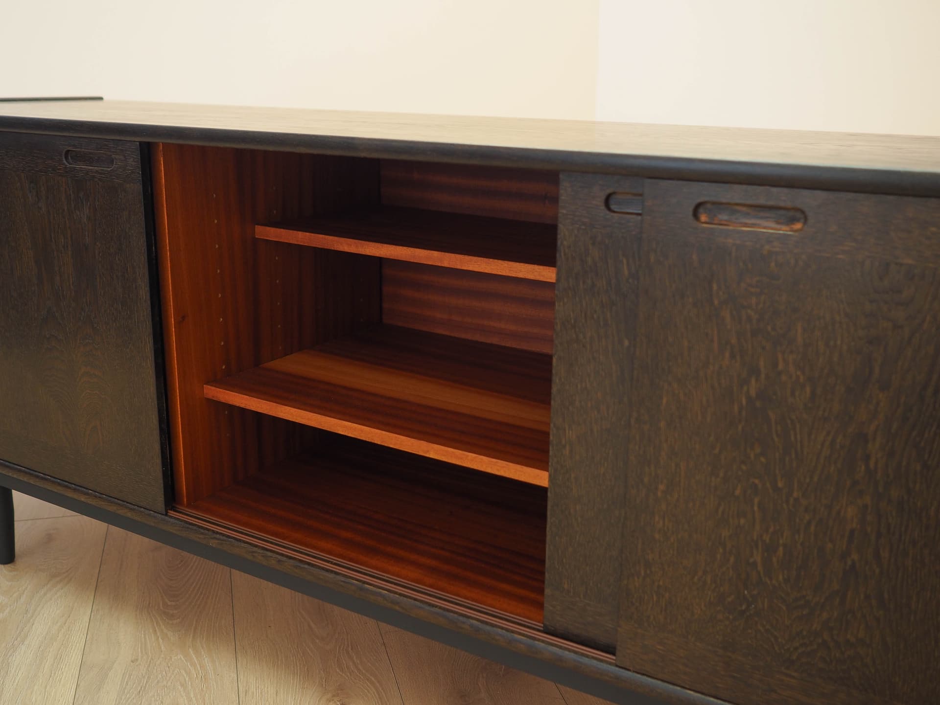 Sideboard, brown oak, black wood, Skovby Møbelfabrik, Denmark, 1970s. - 313089