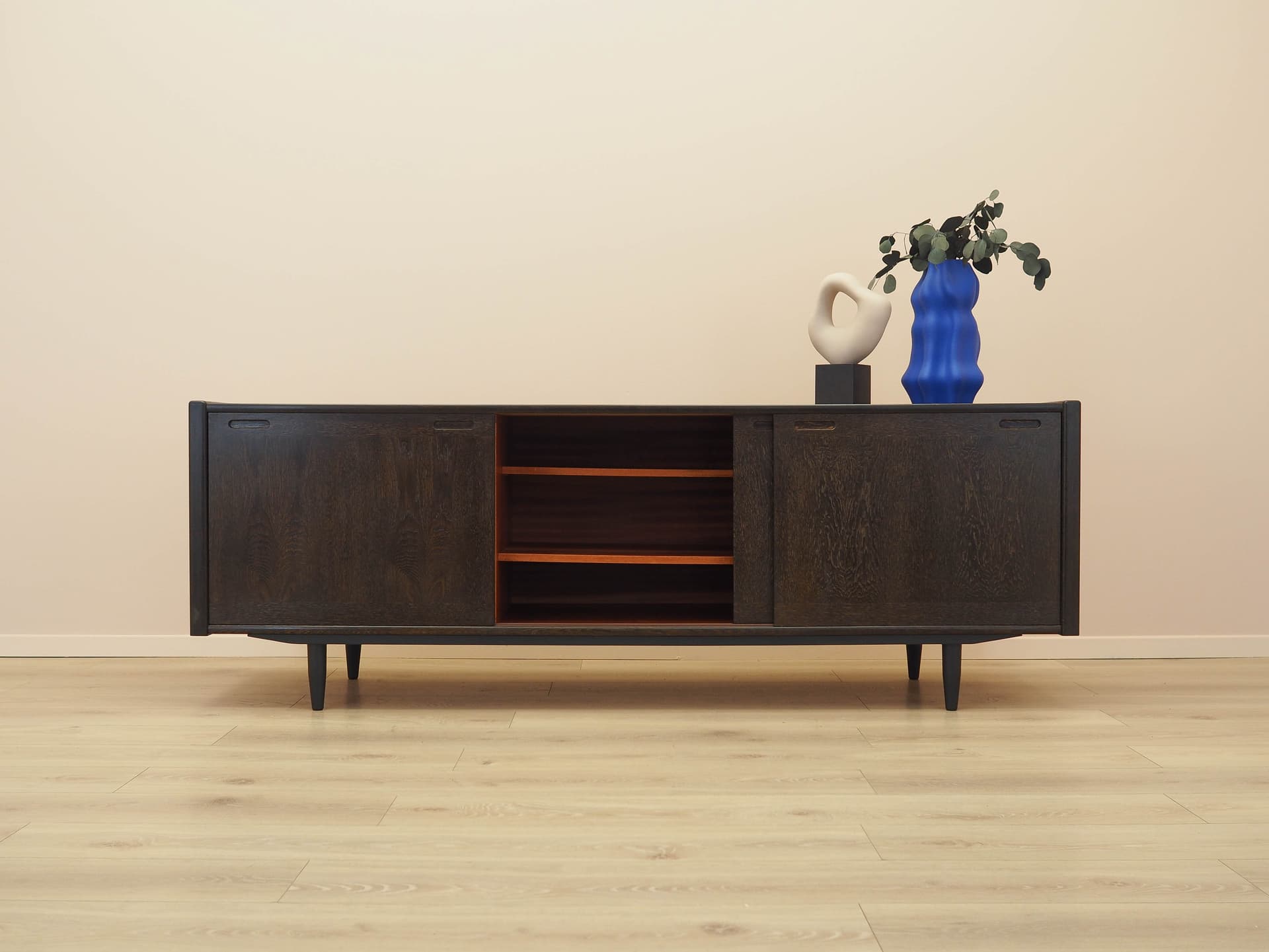 Sideboard, brown oak, black wood, Skovby Møbelfabrik, Denmark, 1970s. - 313079