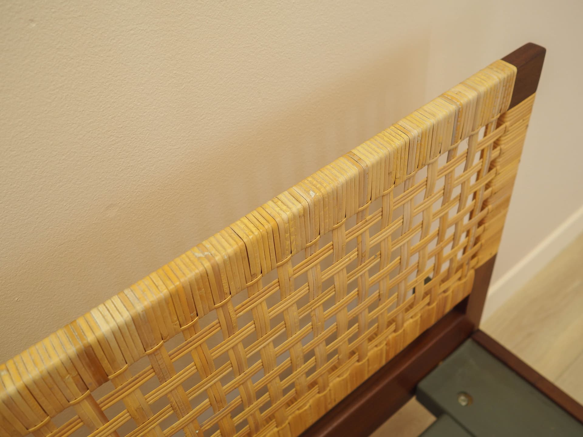Bed, brown teak, beige rattan, by H. Wegner, Getama, Denmark, 1960s. - 313125
