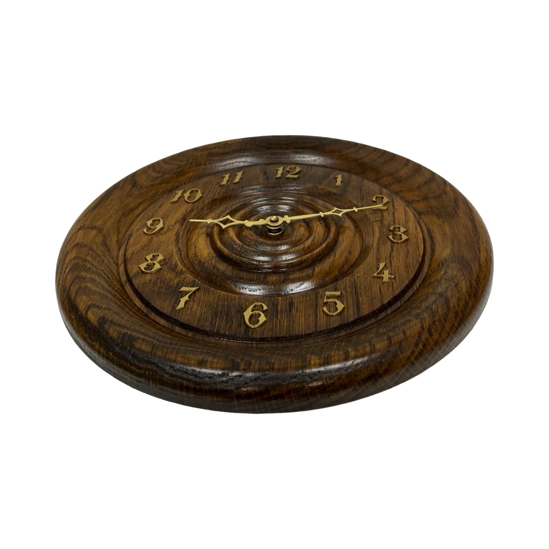 Wall clock, brown oak, brass, Germany, 1980s. - 313158