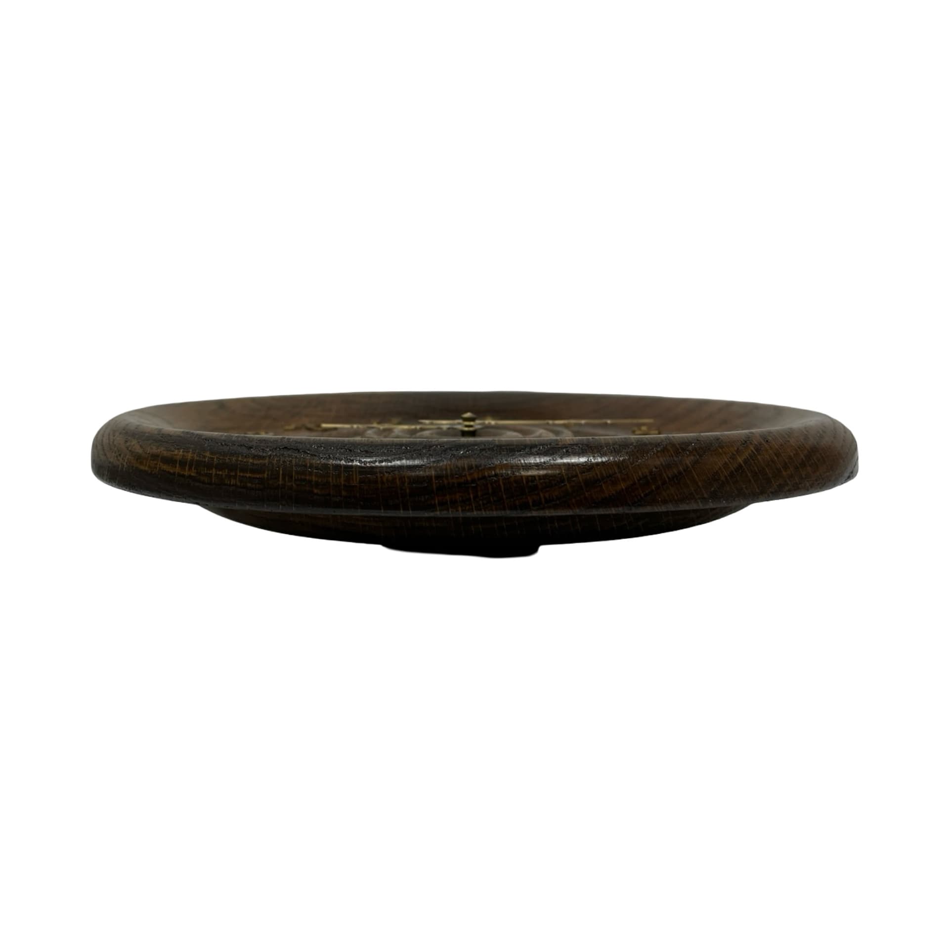 Wall clock, brown oak, brass, Germany, 1980s. - 313161